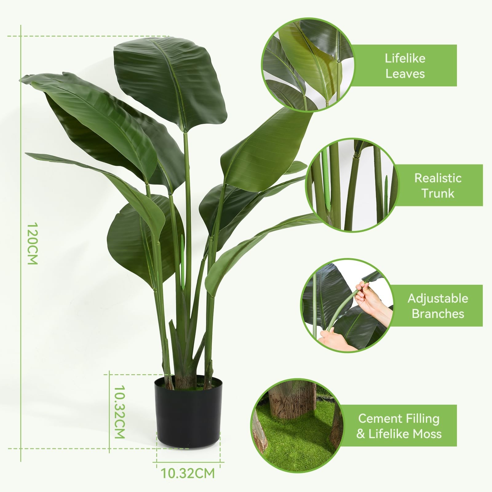 Artificial Bird of Paradise Plant 4FT Fake Tropical Palm Tree