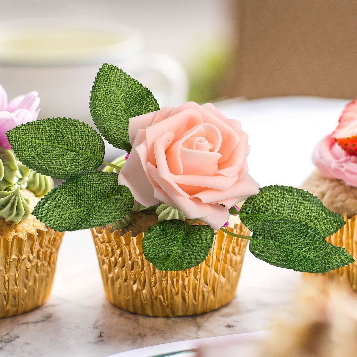 25/50pcs Artificial Flowers Real Looking Foam Rose Decoration DIY for Wedding US