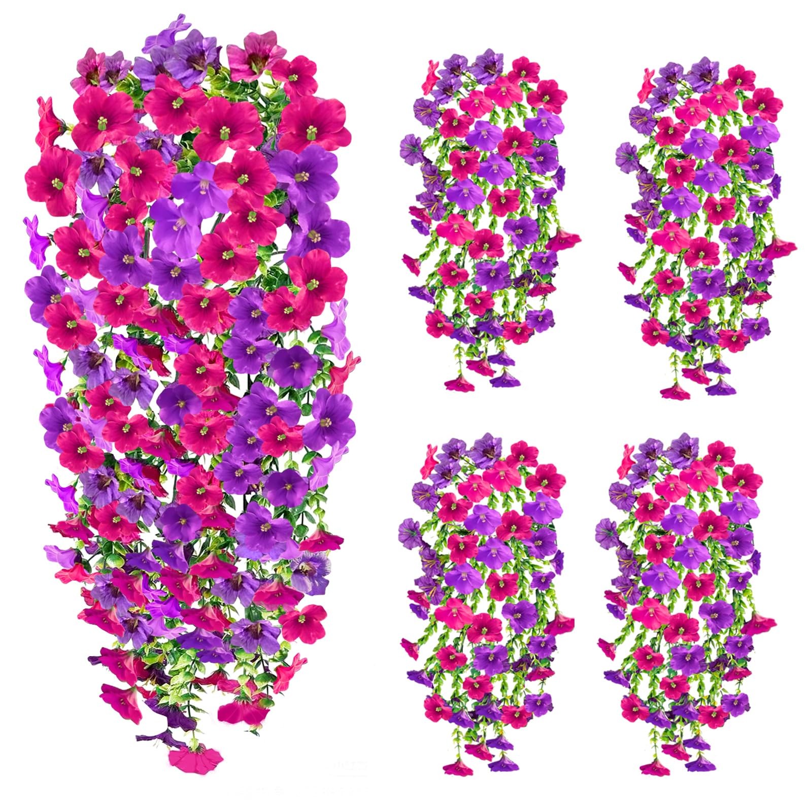 4PCS Artificial Hanging Flowers for Outdoors Summer Decoration, Upgrade UV Re…