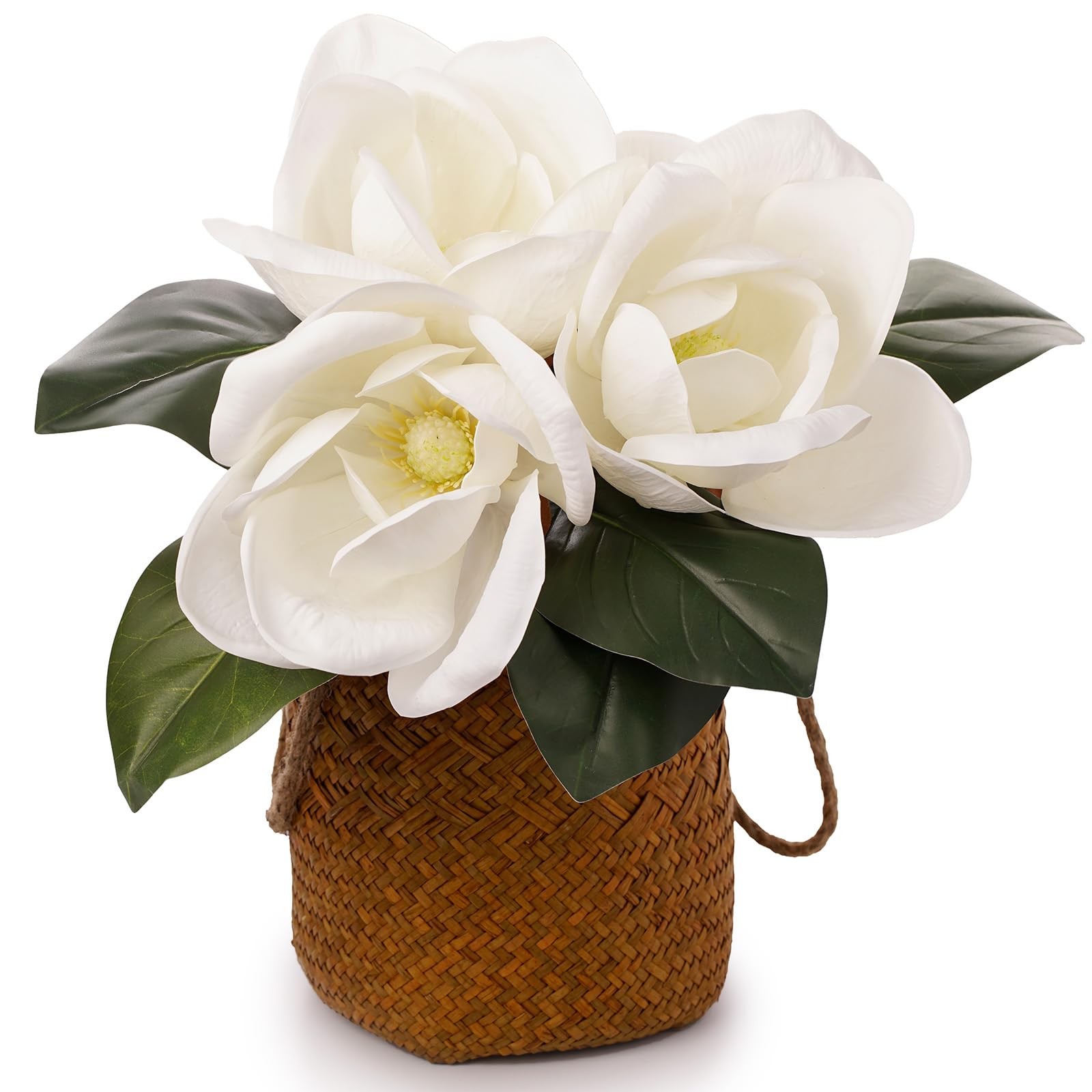 FlorisDecor 3 Stems Real Touch Creamy White Southern Magnolia 3 Stems,
