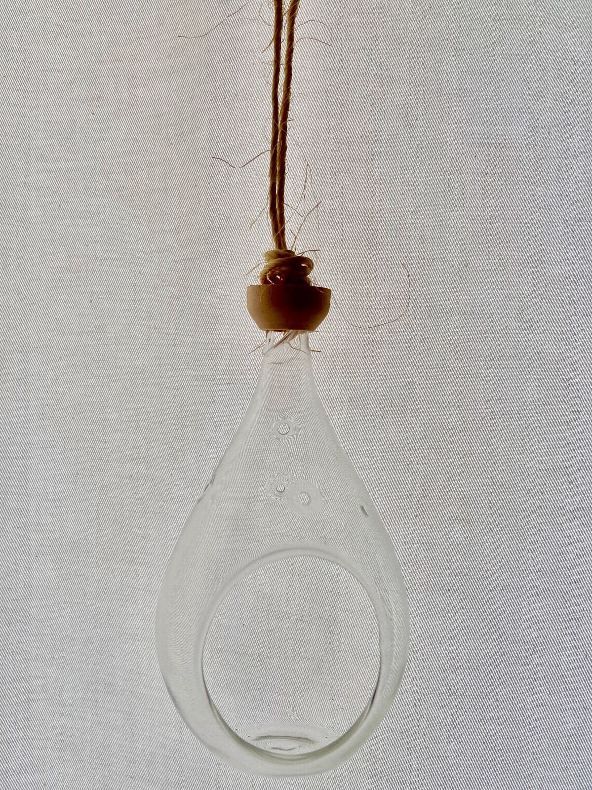 Glass Airplant Plant Terrarium Vessel Clear Teardrop Container Rustic Jute NEW!