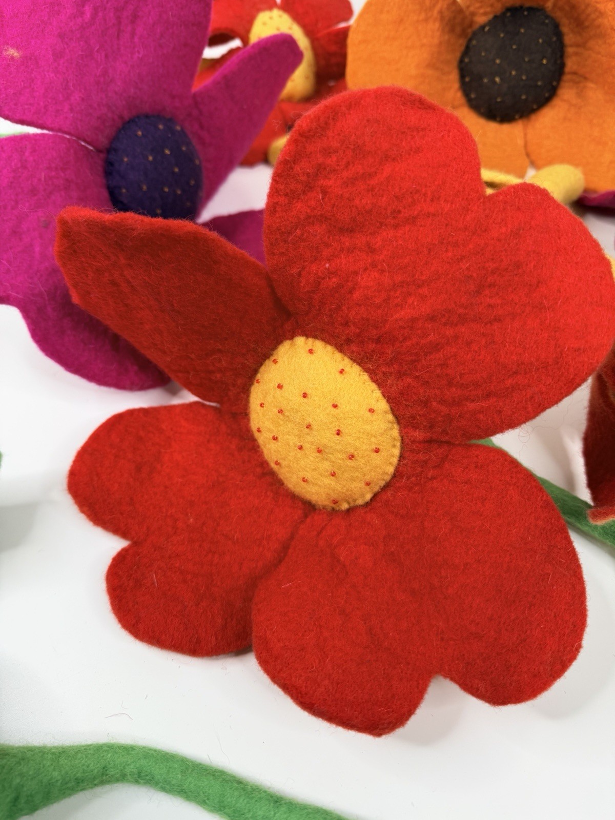 handmade 9 Whimsical Wool Felt Flowers Bouquet Great Gift Idea large colorful