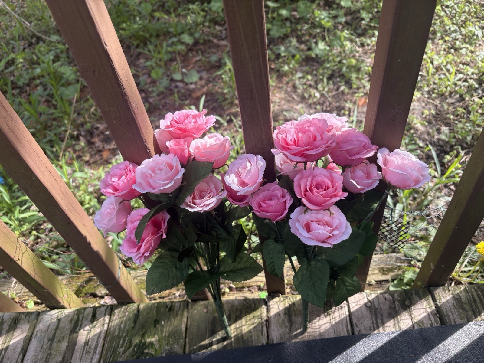 2 Hot Pink Fuchsia Roses Bush 19 Artificial Flowers Bendable 14” Silk Realistic