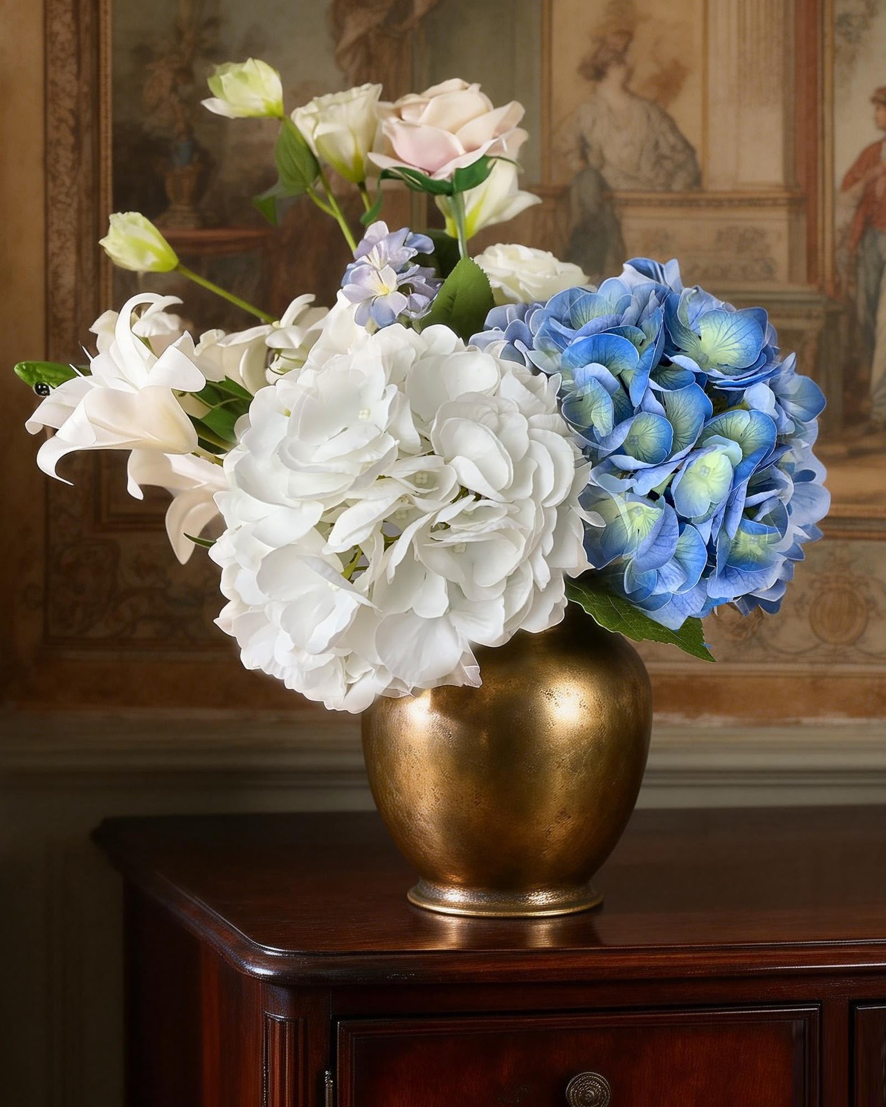 21in Hydrangea Artificial Flowers 3Pcs: Real Touch Latex Lifelike Large Hydra…
