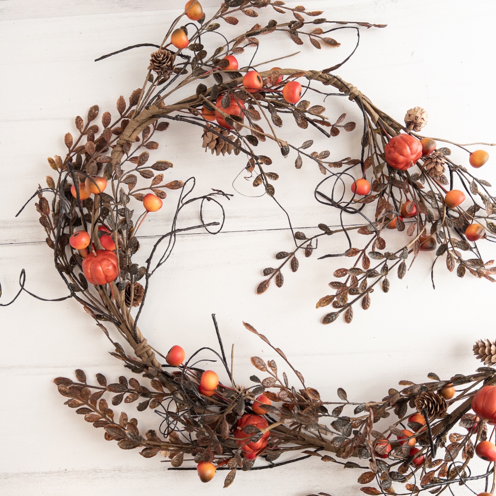 Pumpkin & Berry Garland 48″ Long Autumn Fall Floral Halloween