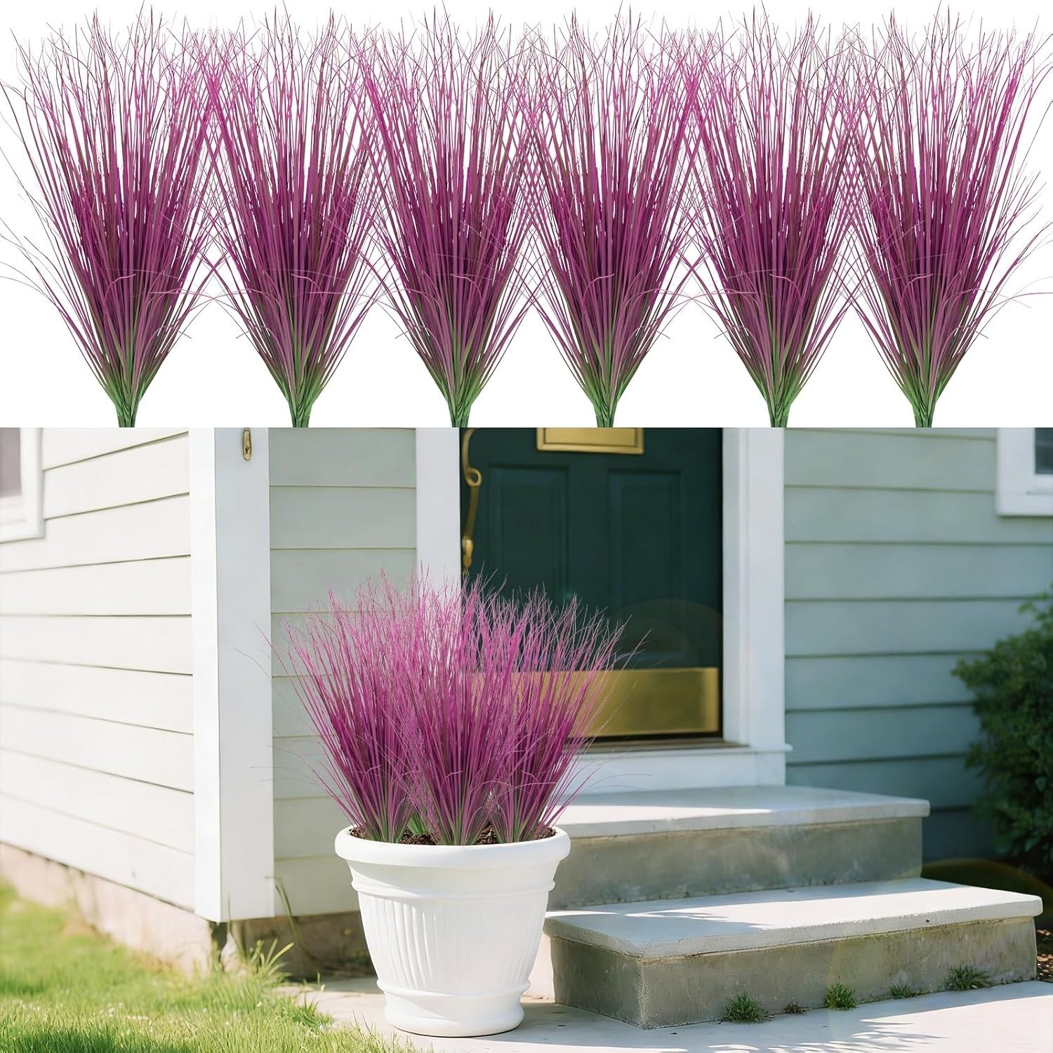24Pcs Artificial Grass Plants, Faux Shrubs Wheat Grass, Artificial Tall Grass…