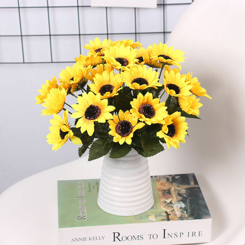 Artificial sunflower silk high quality beautiful bouquet holiday home decoration