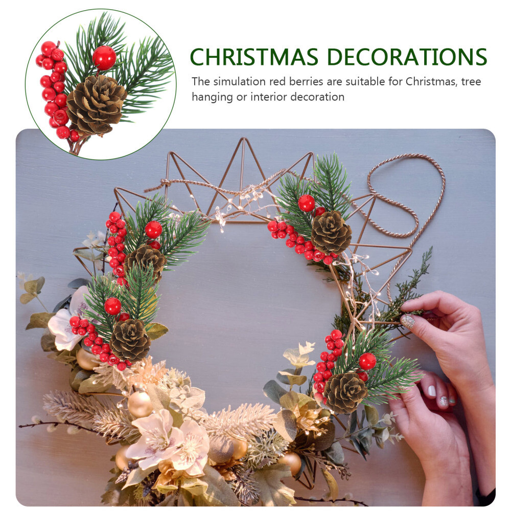 10pcs Red Berry Picks for Xmas Tree Decoration & Crafts