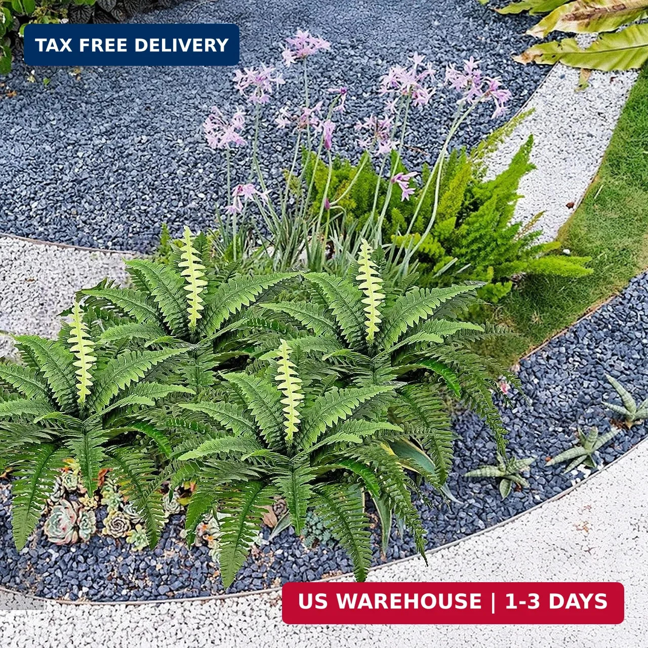 Artificial Boston Ferns Bush Plants Large, Set of 3 Large Artificial Ferns for O