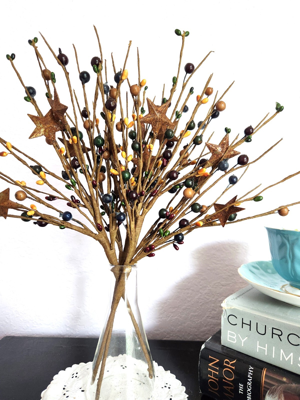 Burgundy Blue Green Mustard Berry Picks Artificial Berries Spray Home Decor N602