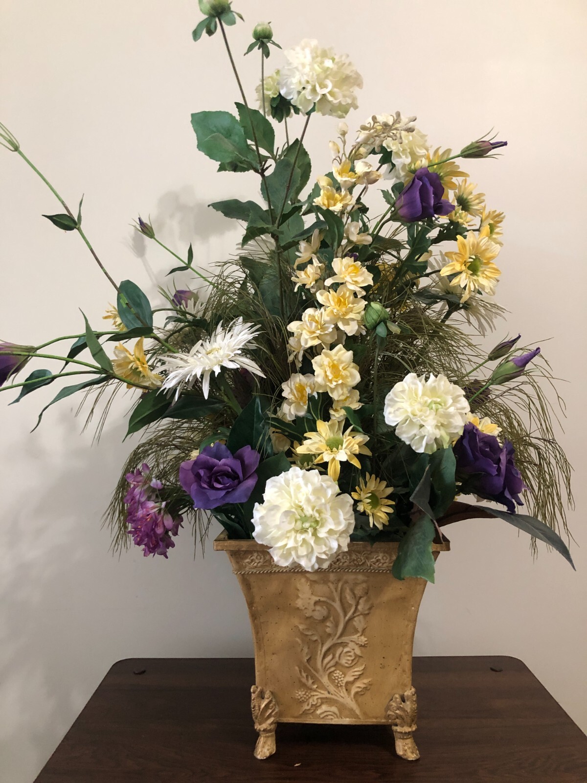 31″ Elegant Purple & Gold Faux Floral Arrangement