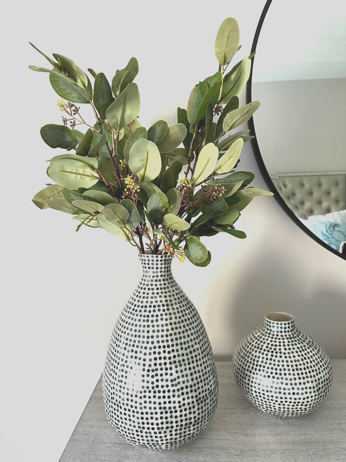 Artificial Seeded Eucalyptus, Silk Eucalyptus Branch, Faux Eucalyptus Stem 27″H