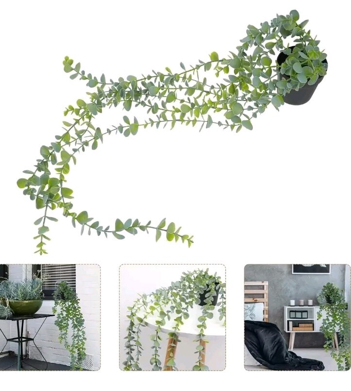 Artificial Hanging Plants for Shelf Fake Potted Greenery Plant Faux Mandala