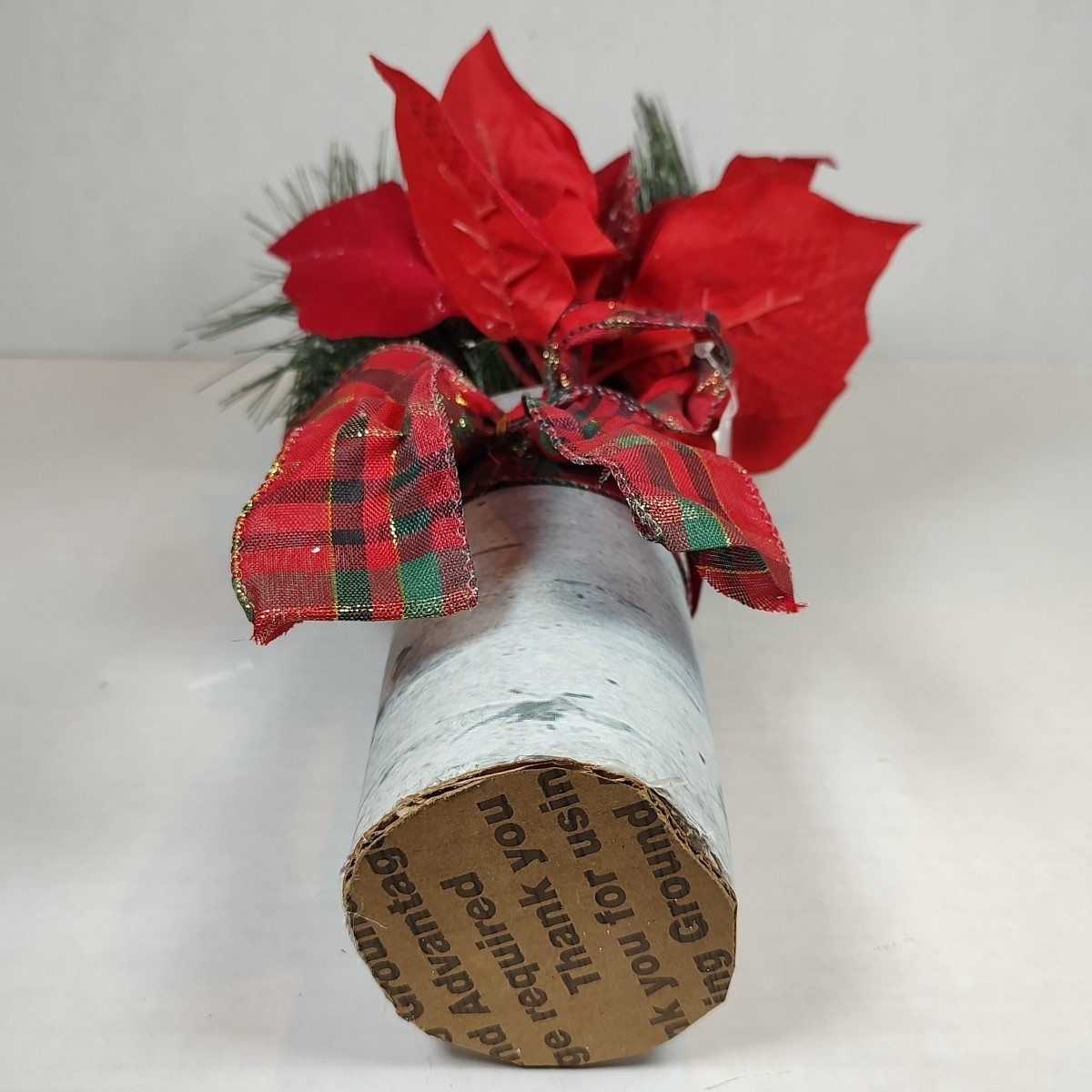 Red Plaid Holiday Christmas Flower Floral Bouquet Arrangement Poinsettia Birch
