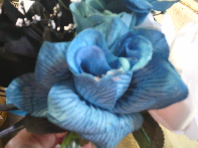 Used Artificial Blue, Black & White Rose Flower Wedding Bouquets