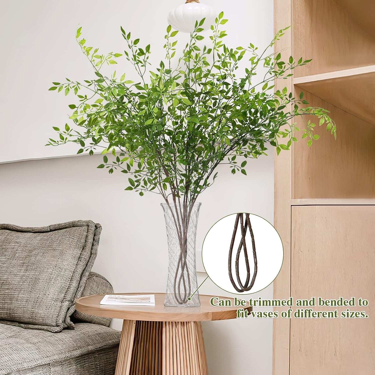 Artificial Plants 2PCS 43.3 Inch Artificial Greenery for Vase, Artificial Green