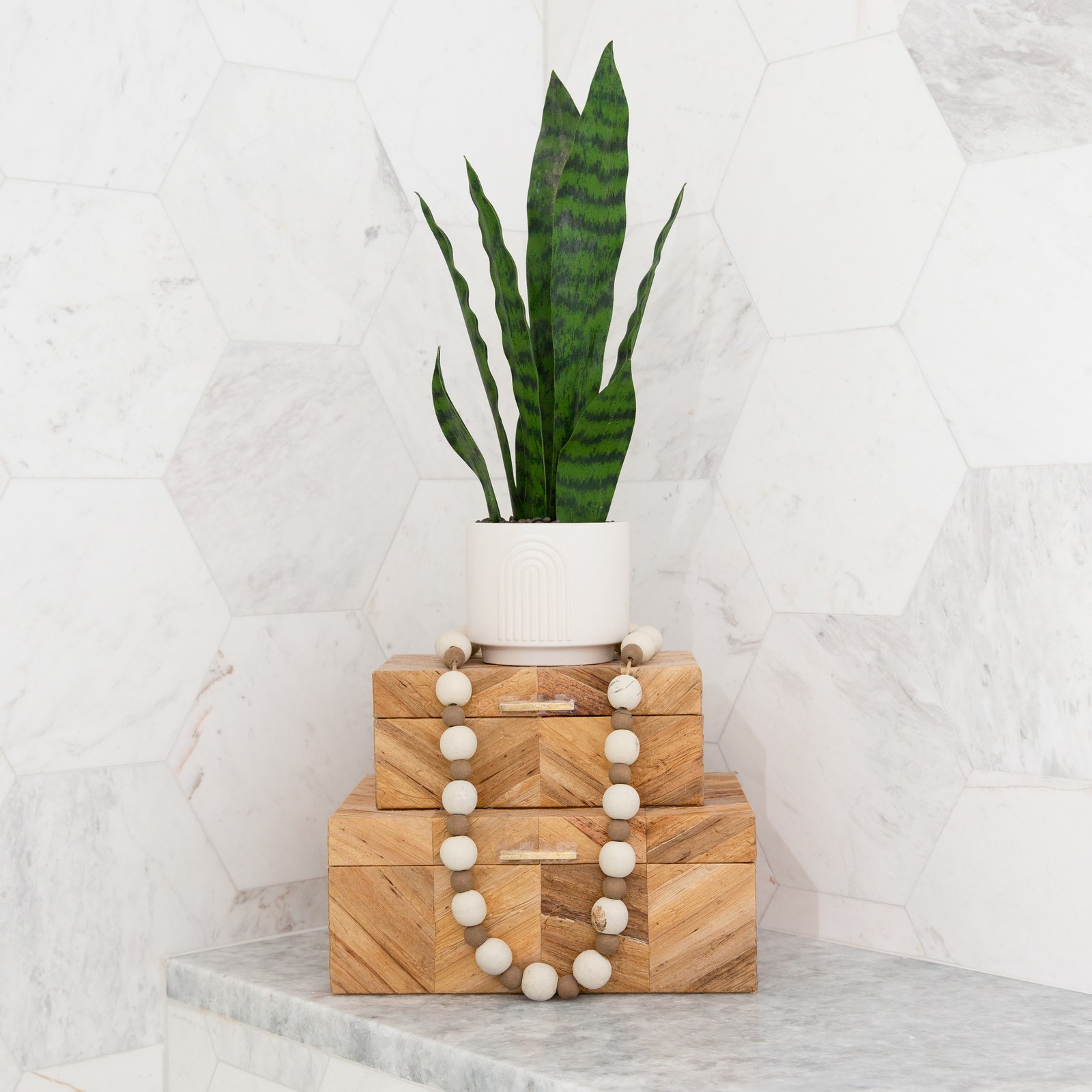 Nearly Natural 16″ Artificial Sansevieria Snake Plant with Decorative Planter