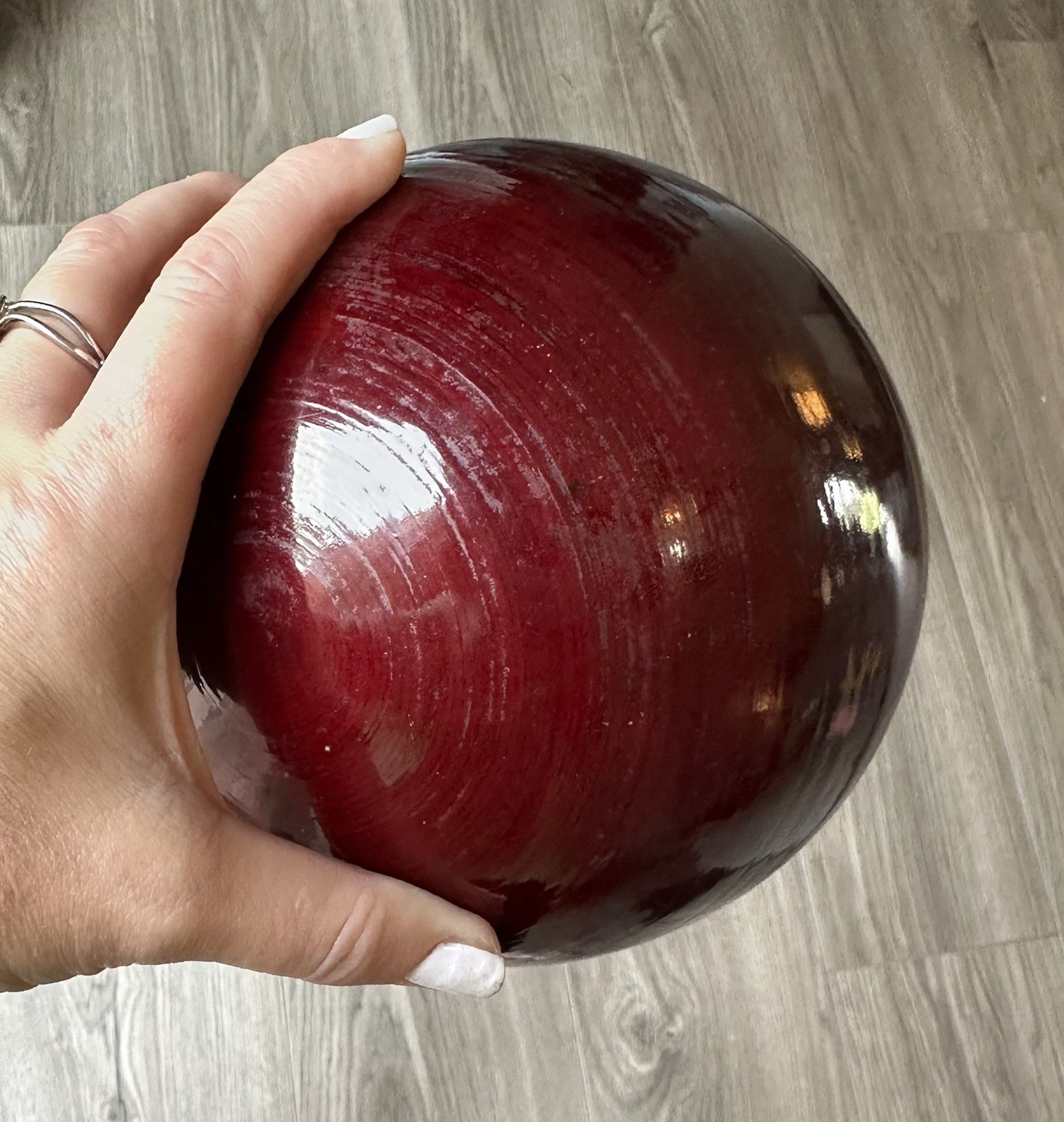 Glossy Deep Red Maroon Decorative Gazing Ball Globe Hollow Lightweight 19” Diam