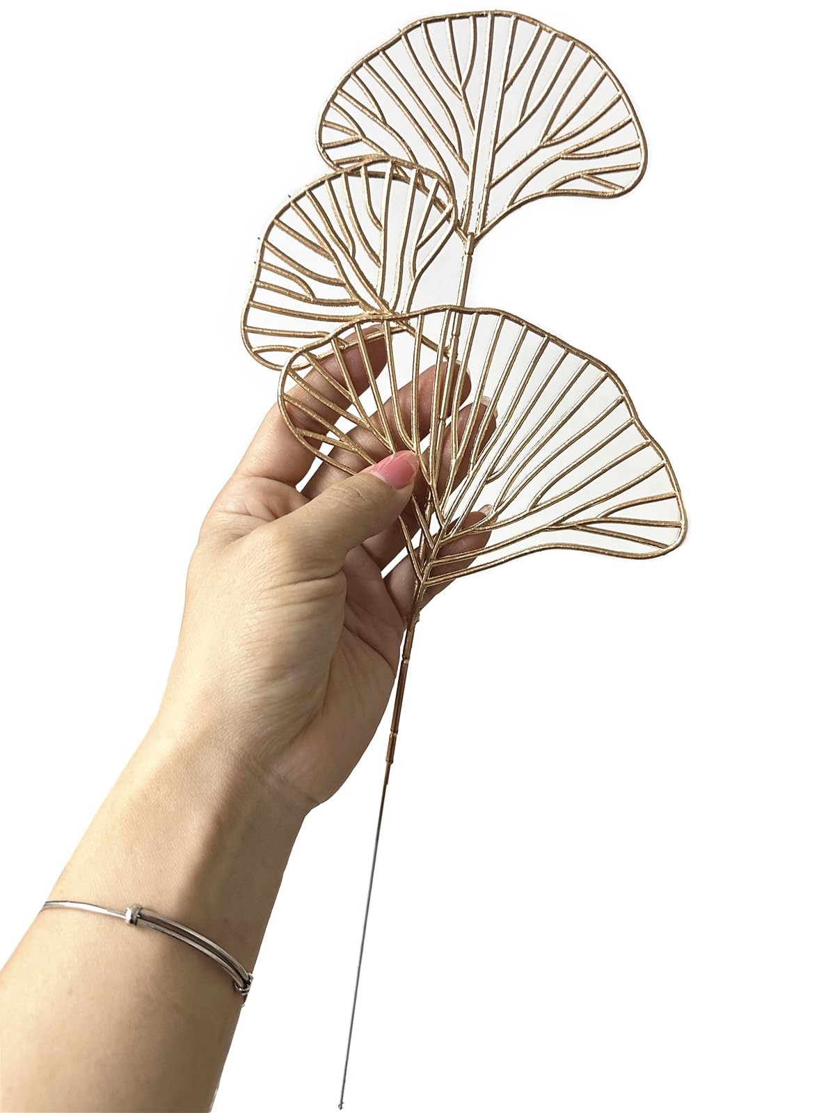 Golden Ginkgo Leaves Stems Christmas Decoration, Artificial Plants Fake Plast…