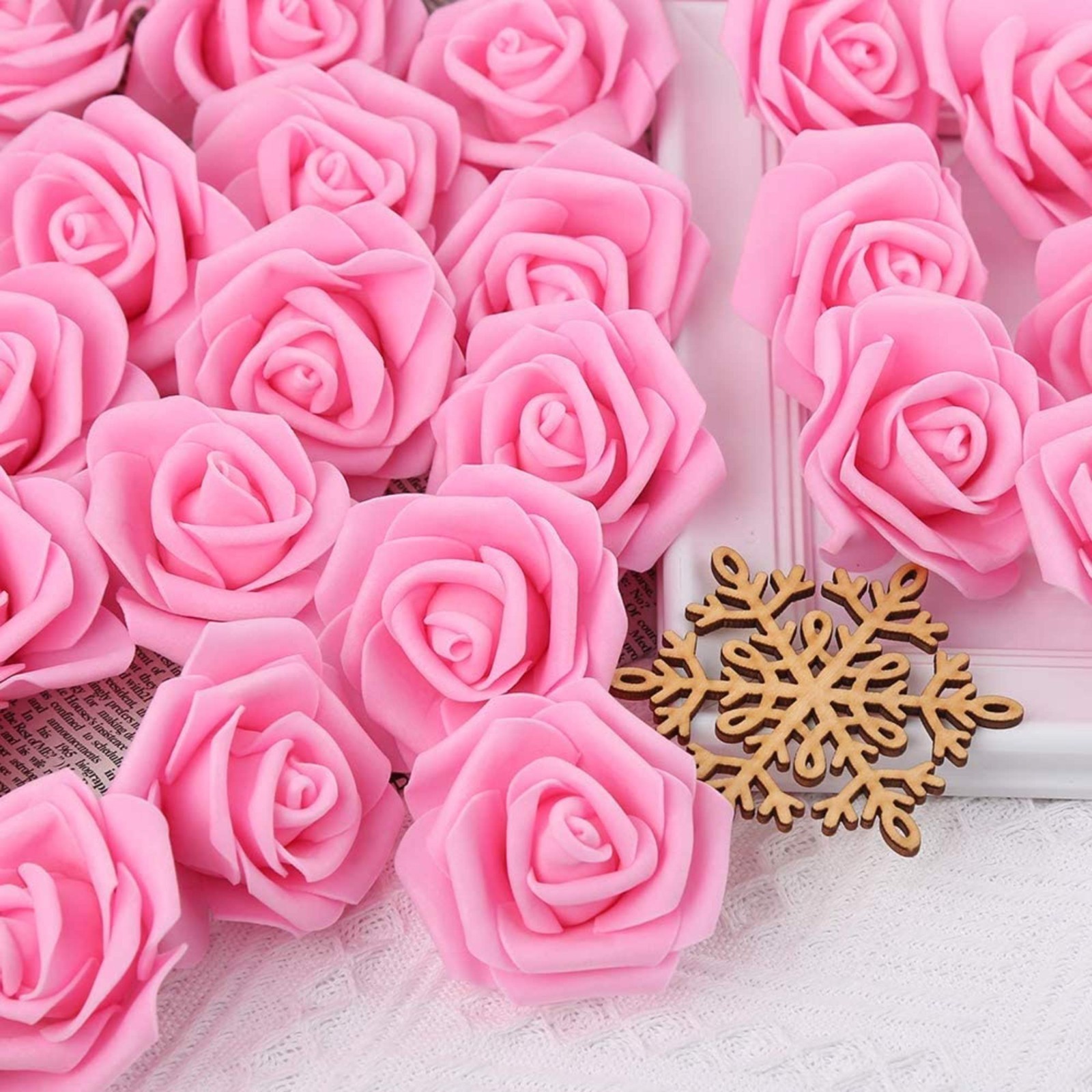 Artificial Foam Roses – Real Touch Pink Roses with Stems (Latex Foam)