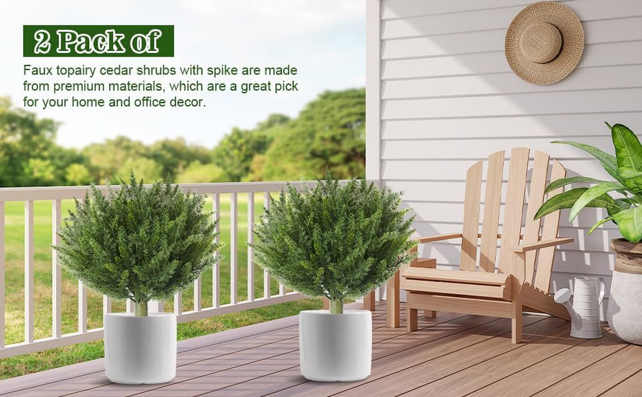 15.7″ UV Resistant Artificial Cedar Ball Shrubs – 4 Pack for Indoor/Outdoor Use