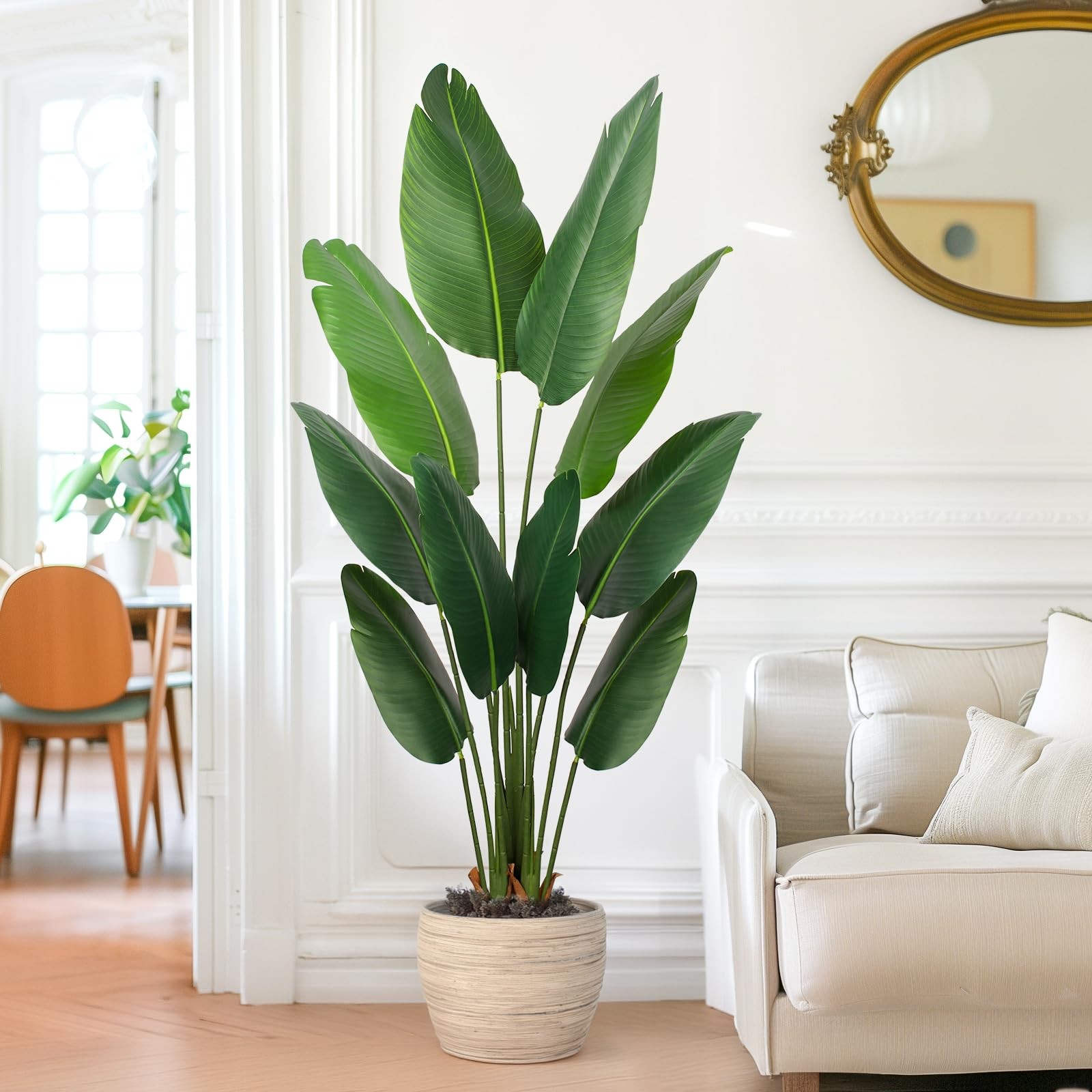 Yepdin Artificial Bird of Paradise Plant 5 Ft Tall Fake Banana 5ft, Green