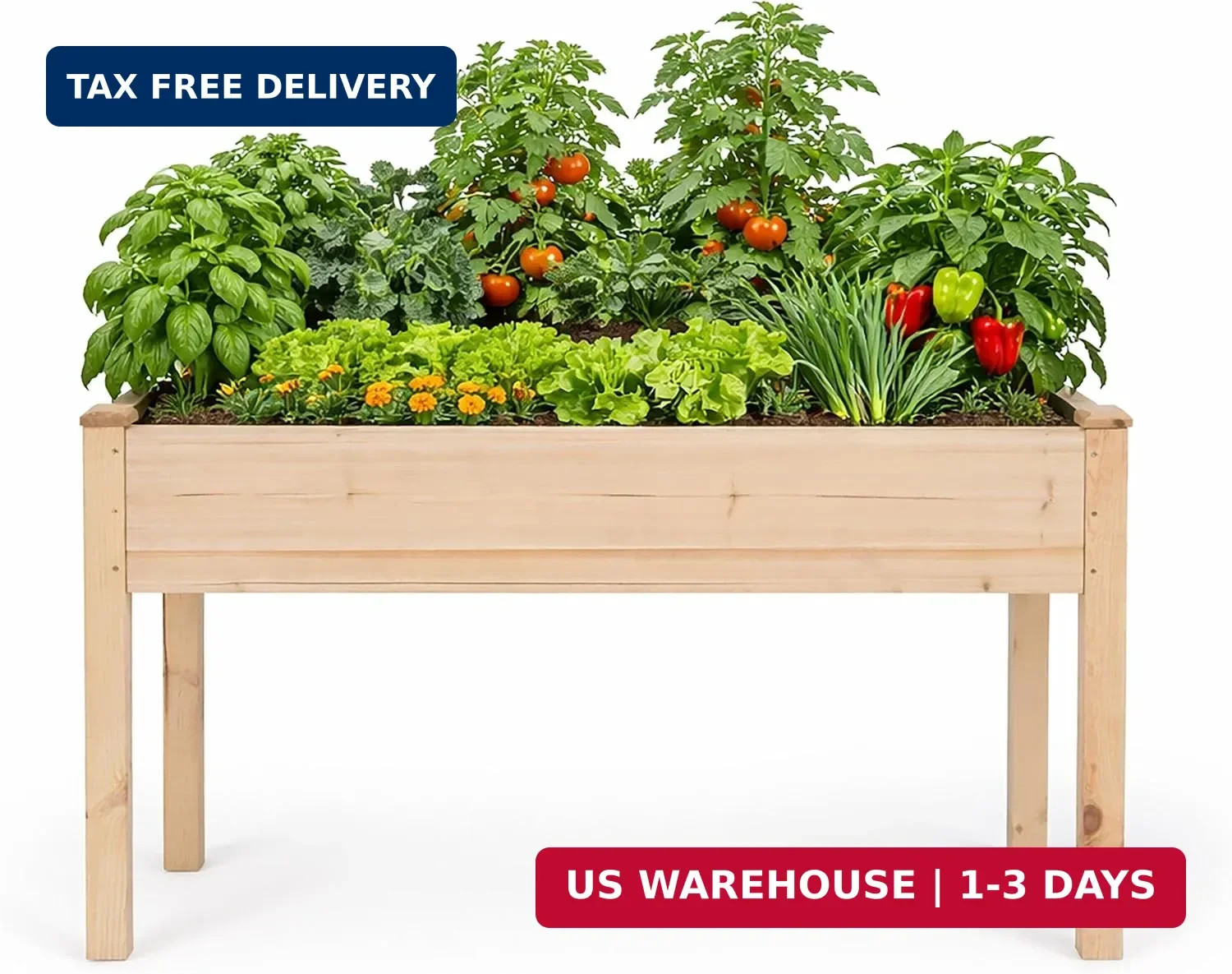 Backyard Expressions Wooden Raised Garden Bed|Elevated Planter Box with Included