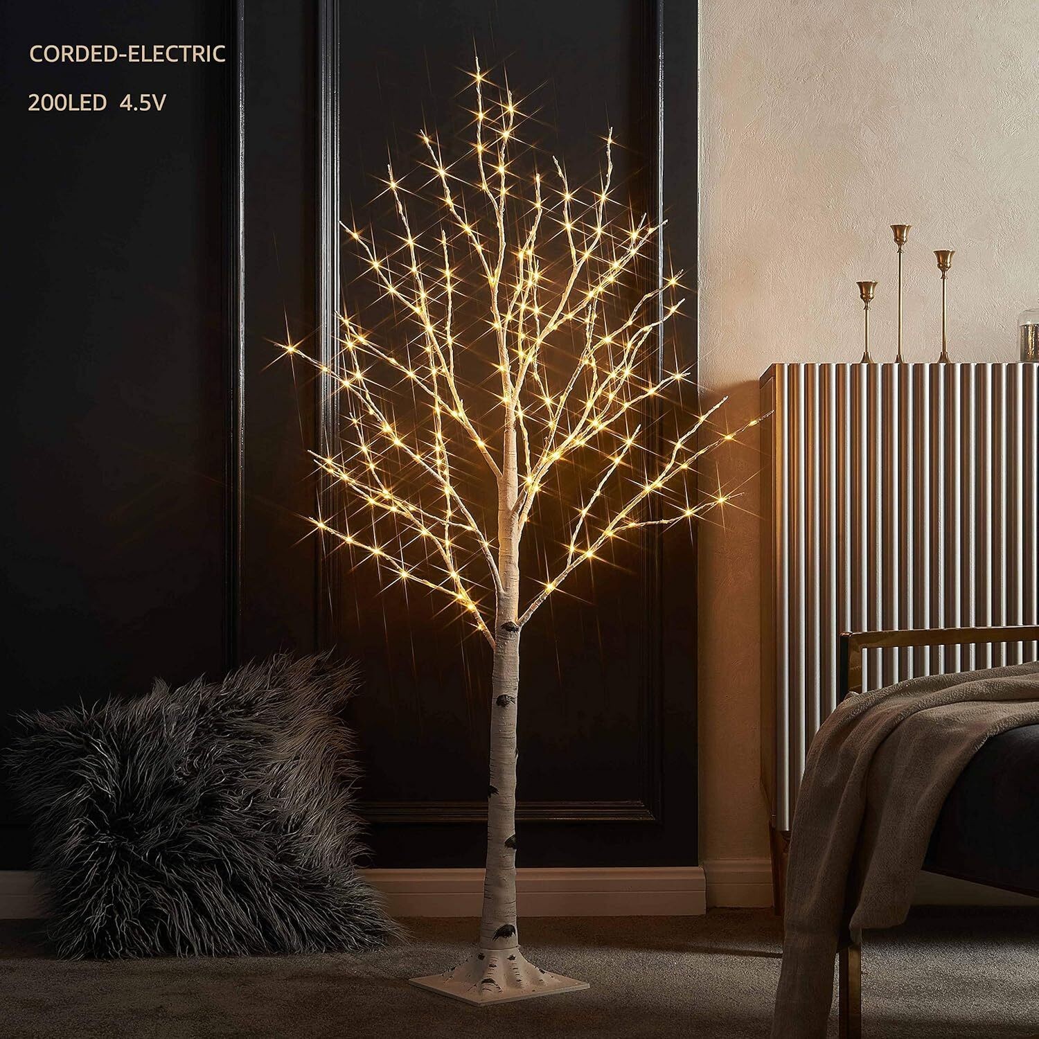 Lighted Birch Twig Tree with Fairy Lights 4FT 200 LED Lights for Indoor Outdoor