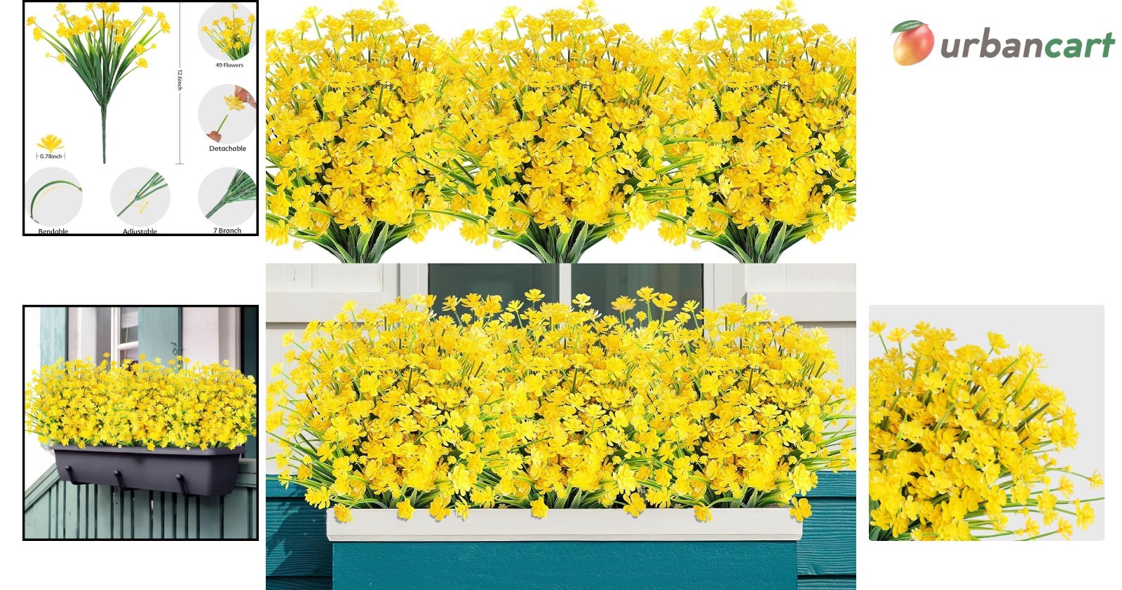 Vibrant UV-Resistant Artificial Flower Set for -Round Decor