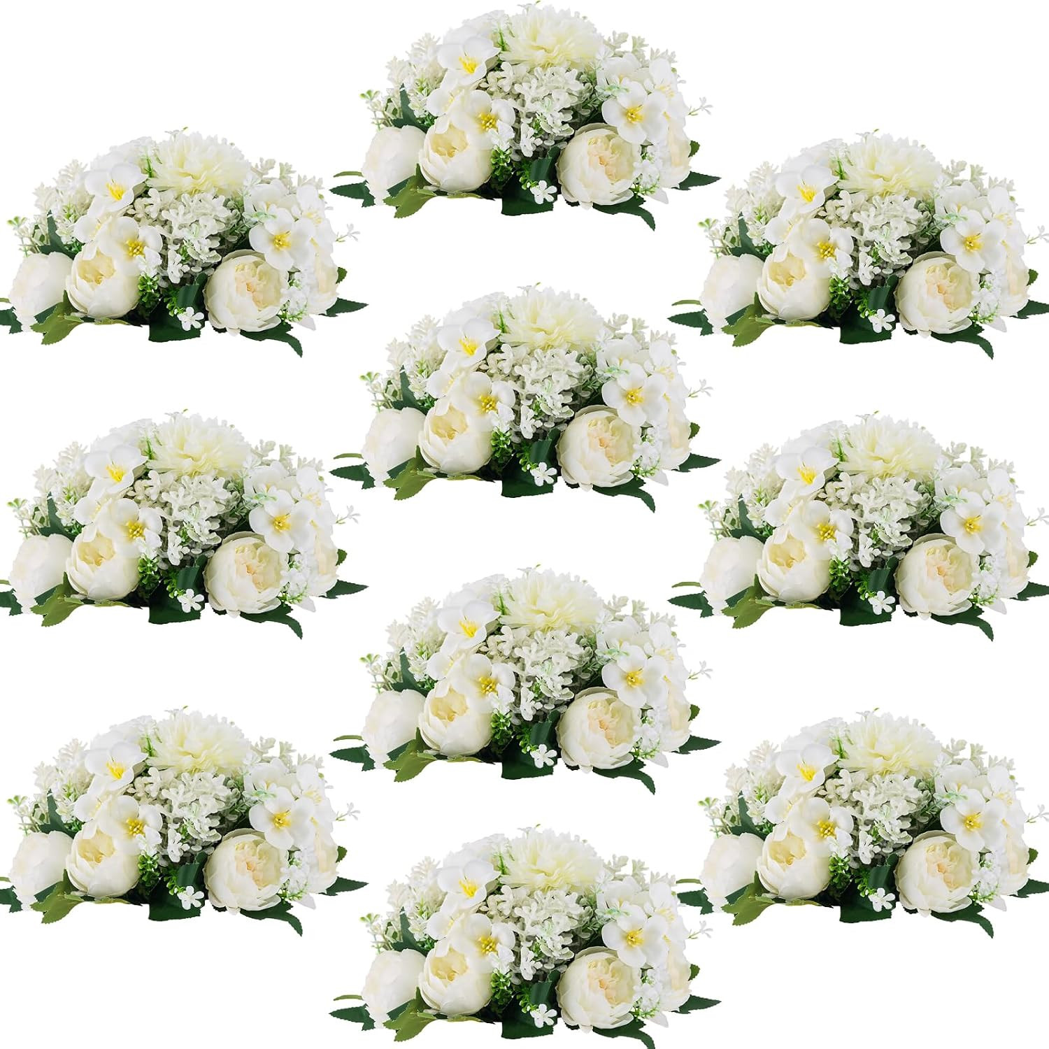 Flower Balls Centerpieces for Tables: White Silk Rose, 10Pcs | Mix Flowers Arran