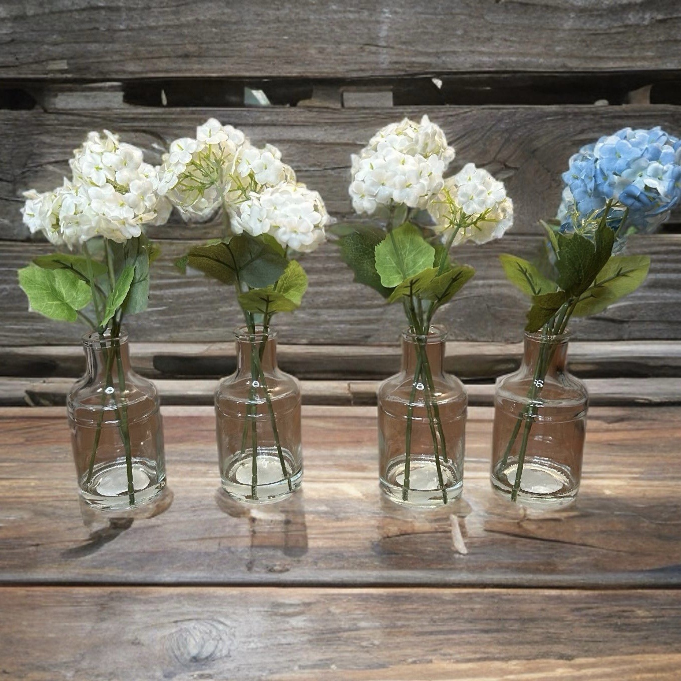 Artificial Hydrangeas Floral Arrangements Glass Bud Vases Botanical Centerpieces