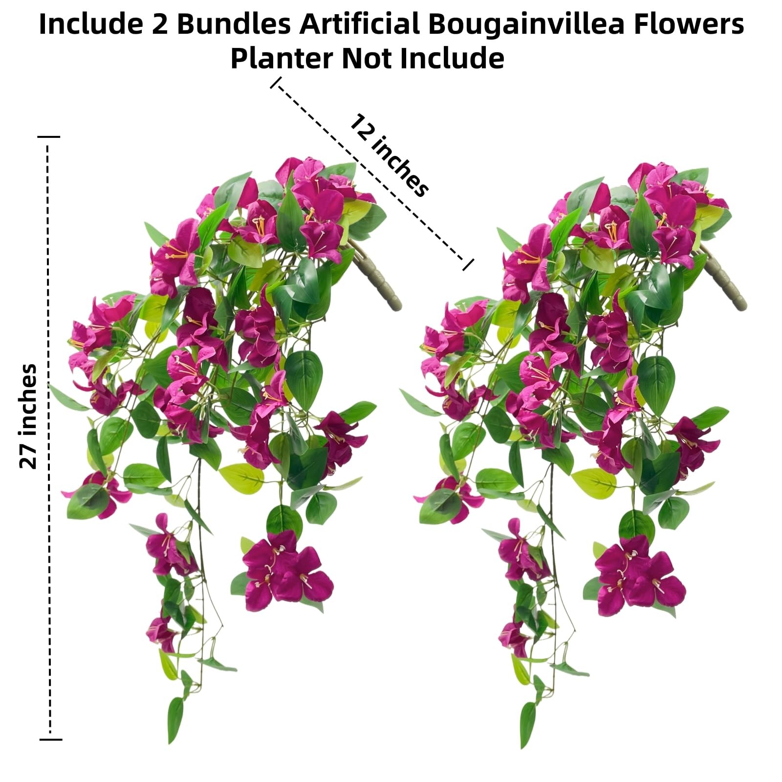 Artificial Bougainvillea Flowers Faux Plants for Outdoor UV Resistant, Fake S…