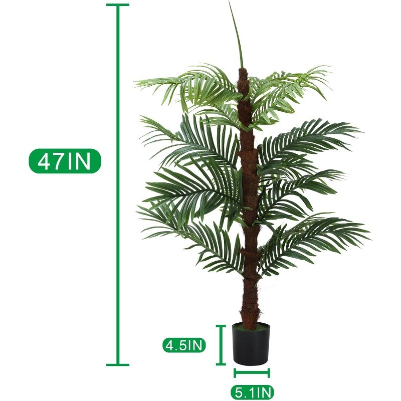 4FT Artificial Palm Tree, Fake Plant Decor for Living Room, Bedroom, Entryway