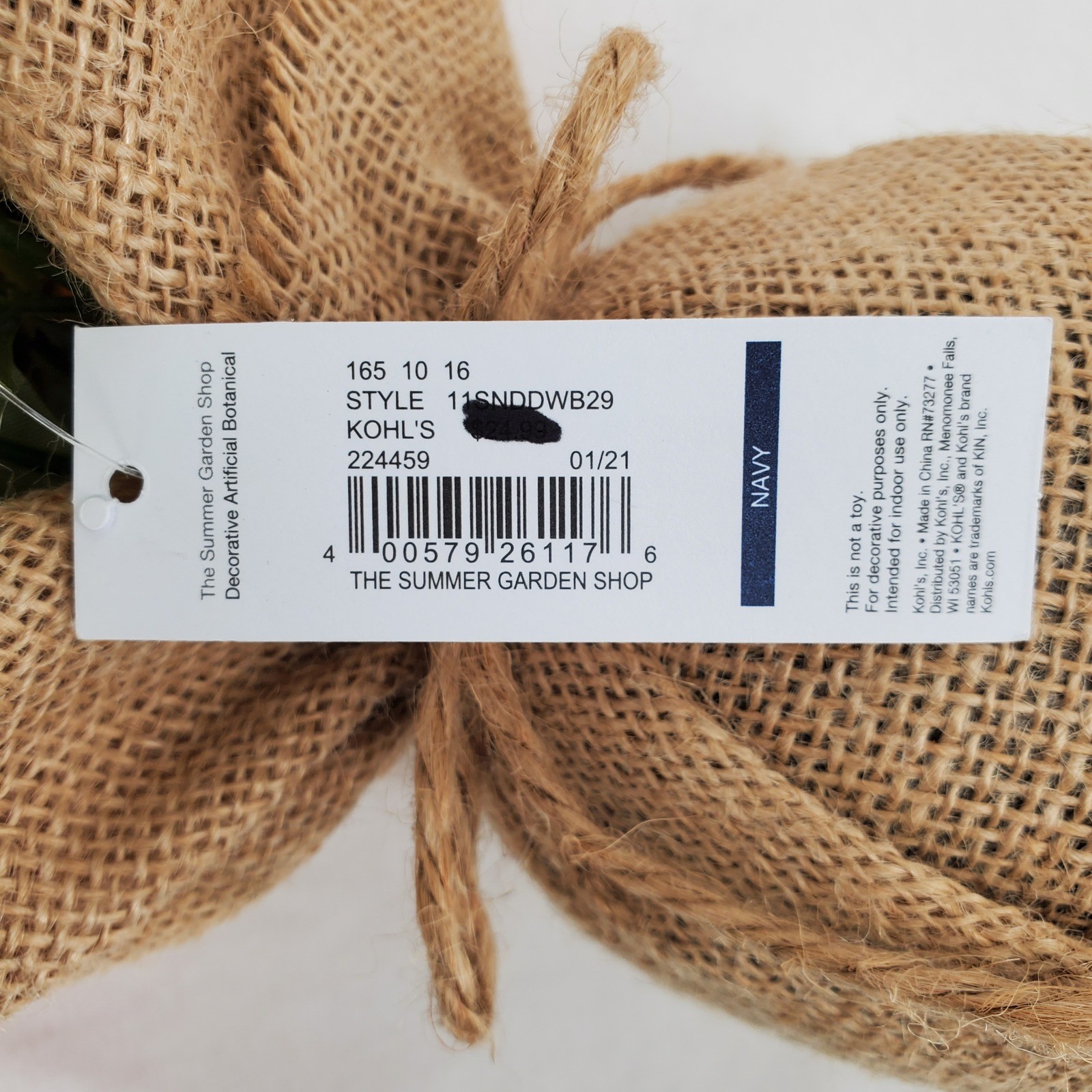 Sonoma Goods For Life Summer Garden Artificial Floral Bouquet Burlap 11SNDDWB29