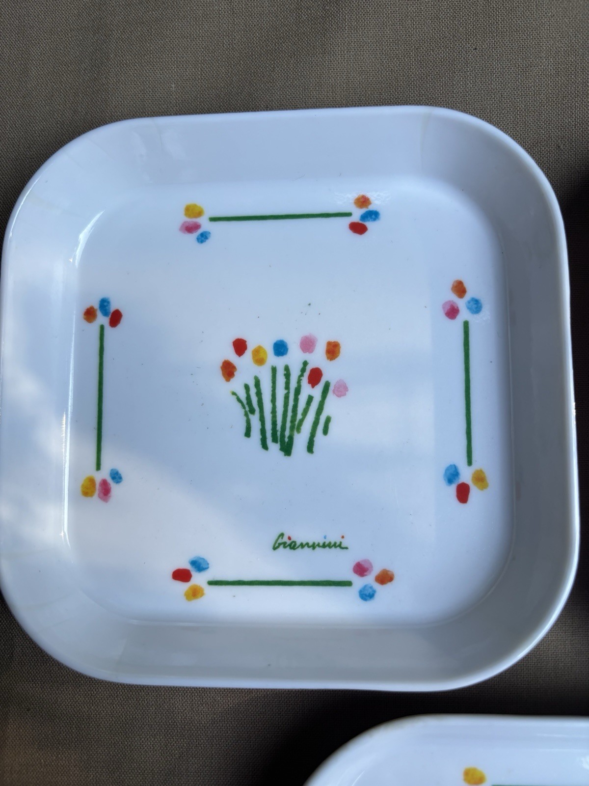 3 Vintage Melamine Trinket Dishes Floral 5×5 Italy Signed Giannini Design Import