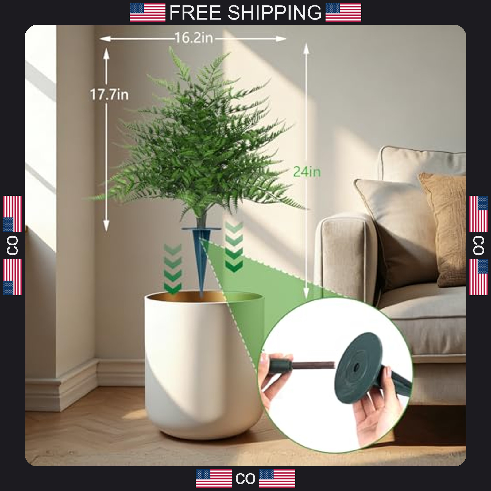 Artificial Fern Topiary Balls 24-Inch Outdoor Indoor Decor