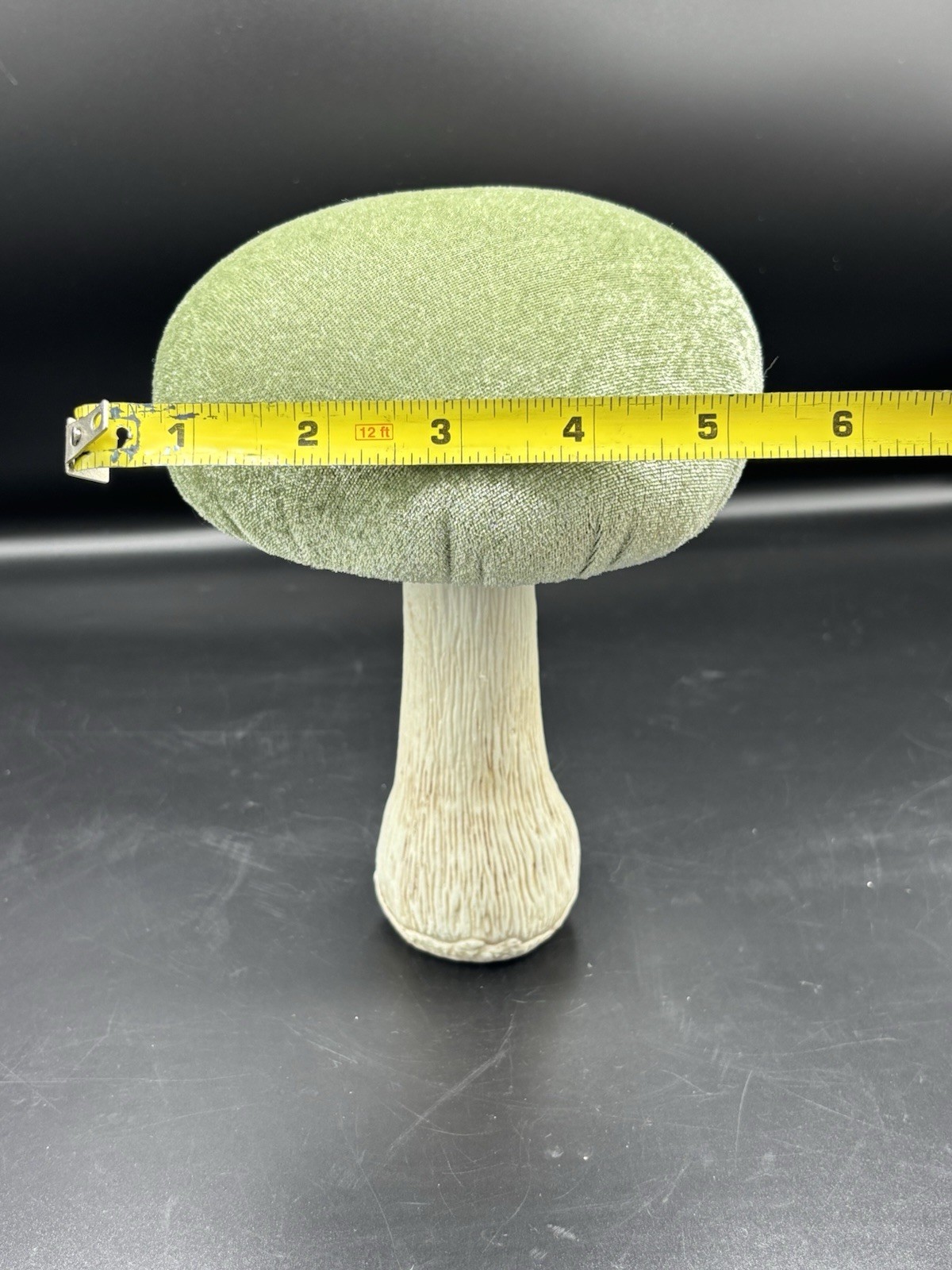 Set Of 2 Flora Bunda Soft Velvet Mushrooms Shelf Sitters Retro Tan/green Large