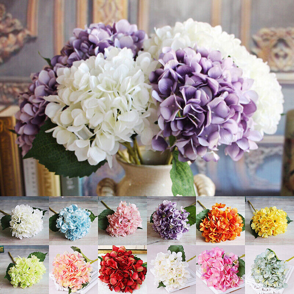Artificial Hydrangea Flowers Fake Silk Bouquet Wedding Party Home Garden Decor