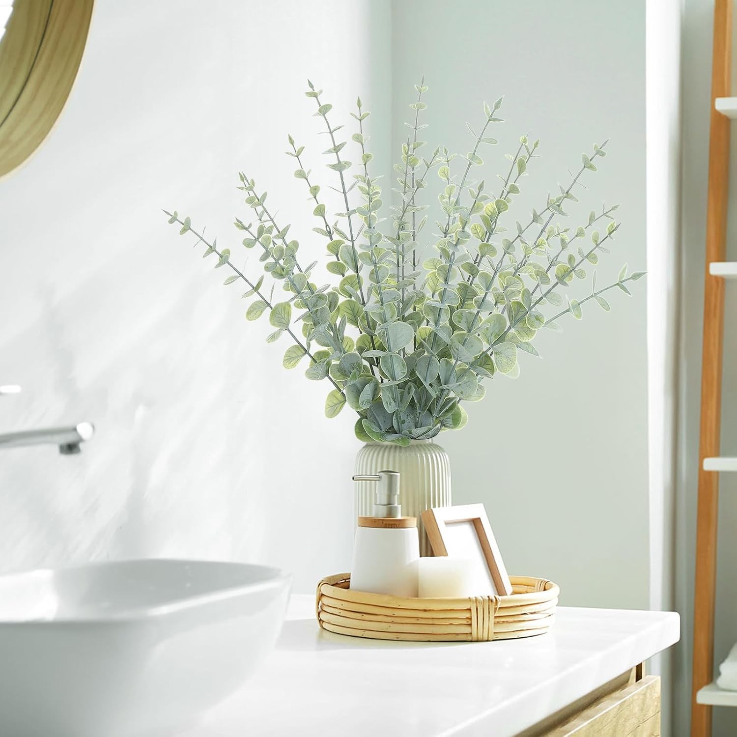 18pcs Eucalyptus Stems Greenery Stems Fake Leaves Artificial Dried Flowers