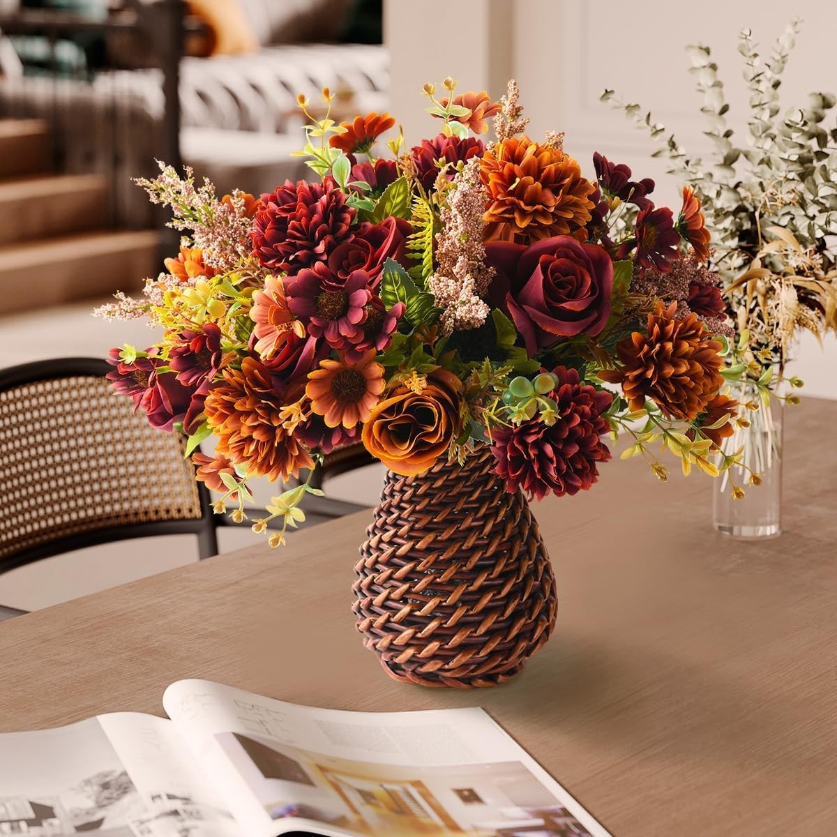 Artificial Flowers with Vase for Decorations,Faux Flower Arrangement in Vase,…