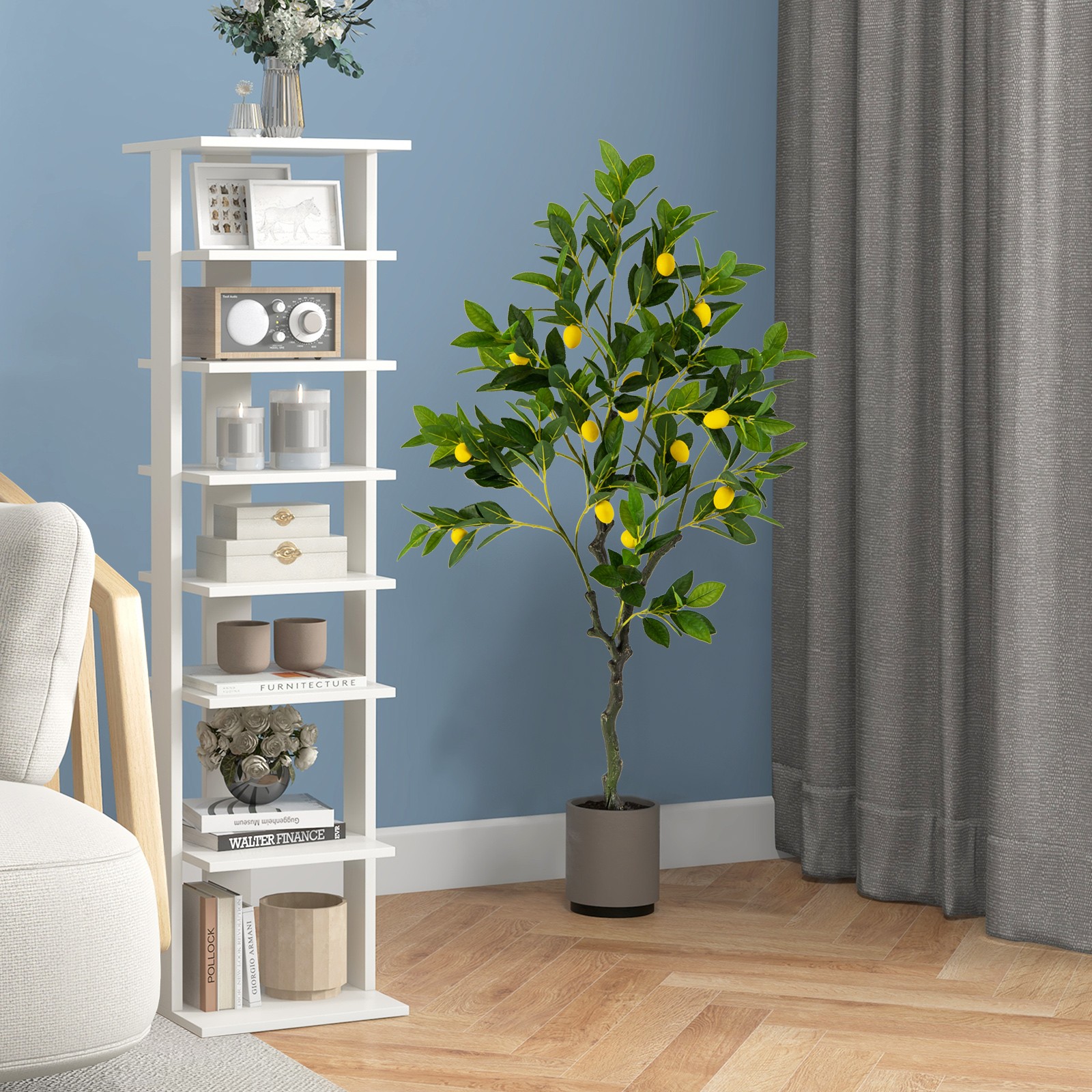 Artificial Lemon Tree 4 FT Tall Fake Plant w/Lemon Fruits Office Decor