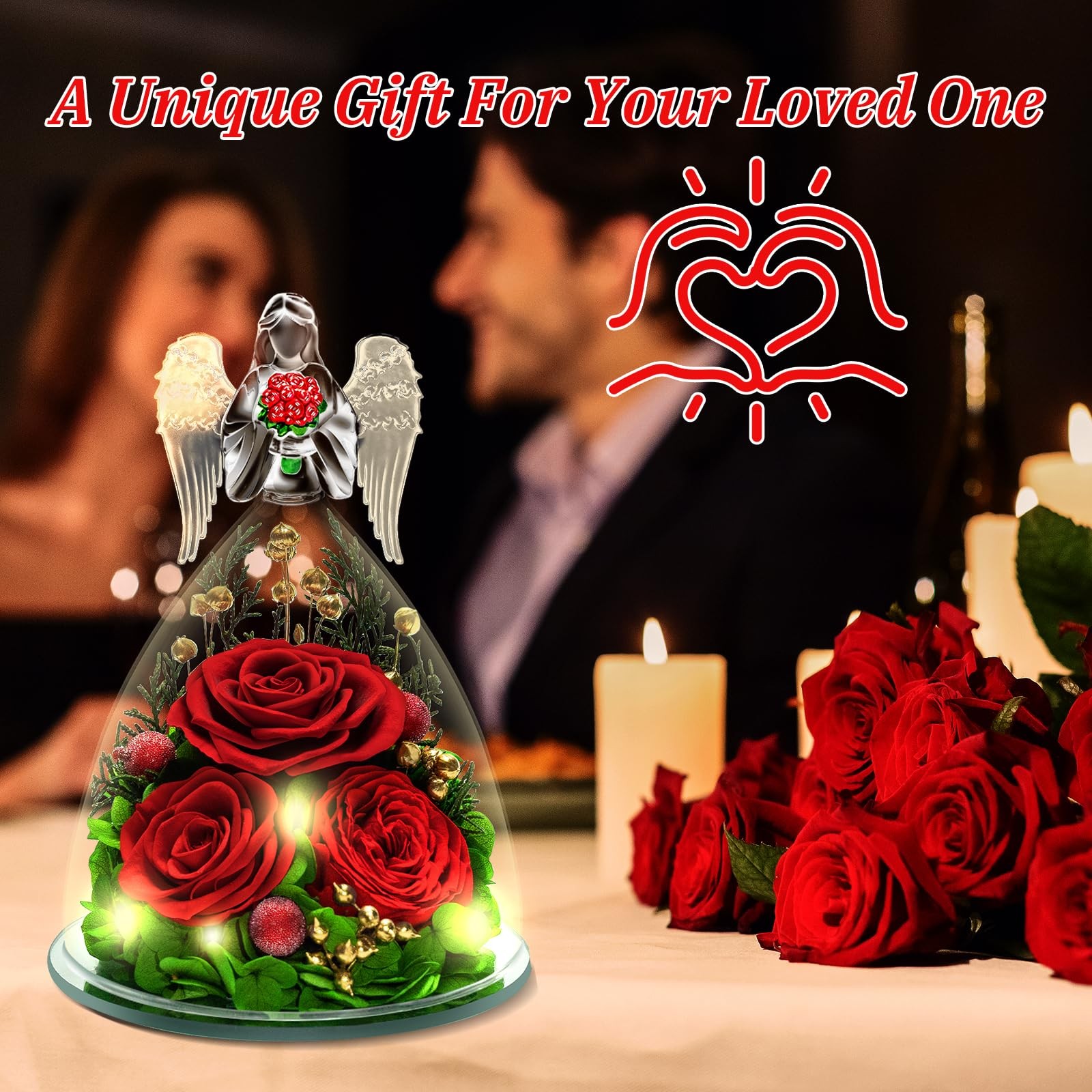 Gifts for Preserved Red Roses in Glass Angle Forever Red Flowers Gift for , M…