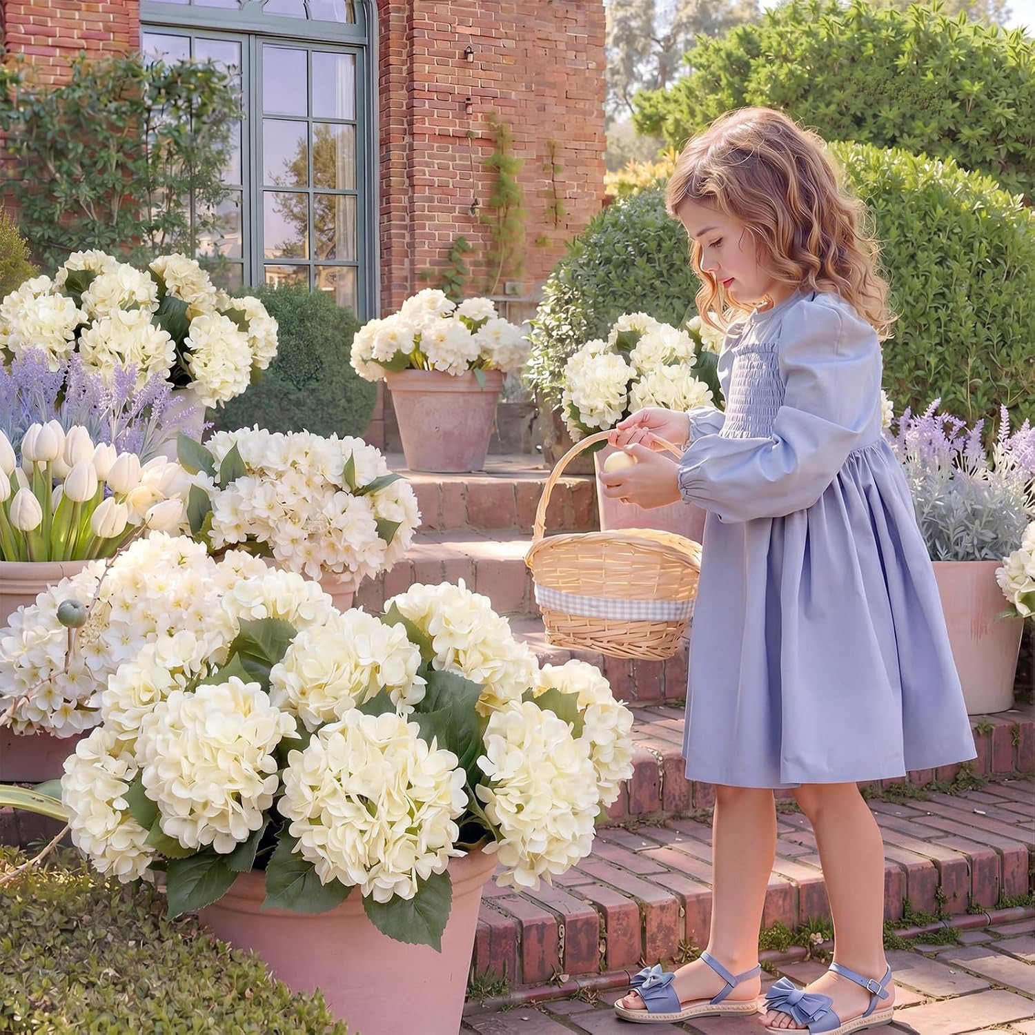 Large UV-Resistant White Faux Hydrangea Bouquet – 3 Pcs for Weddings & Decor