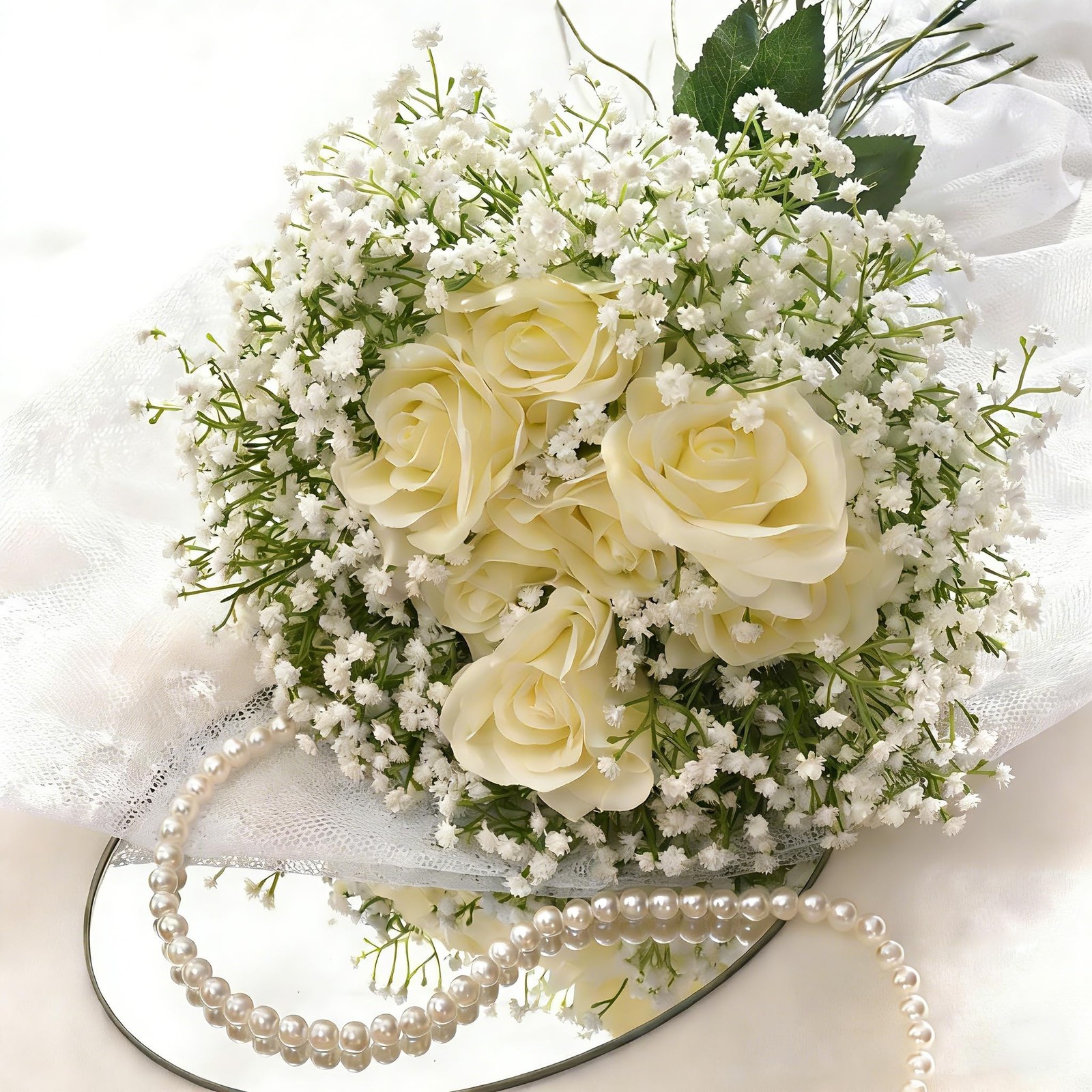 Yastouay 90 Pcs Babys Breath Artificial Flowers, 21” White Babys Breath Babys