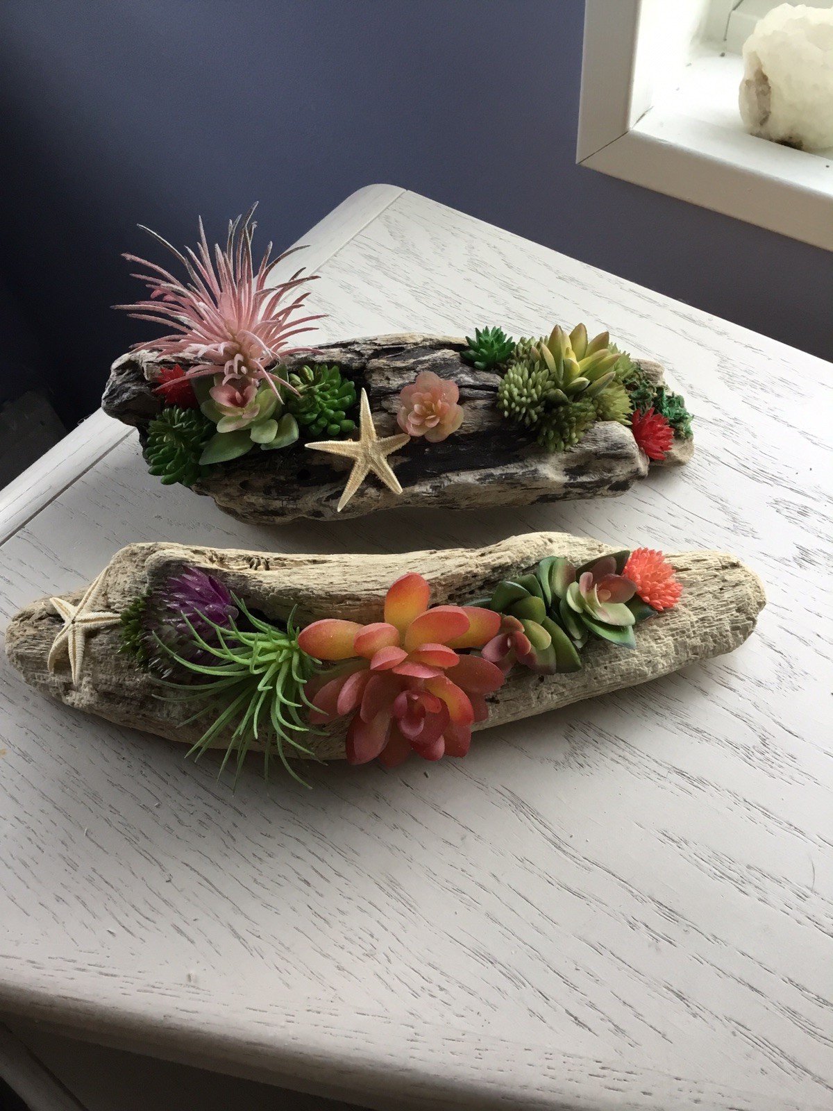 DRIFTWOOD FAUX SUCCULENT CENTREPIECE 2 ARRANGEMENTS – 8 & 10 Inches Long x 3Wide