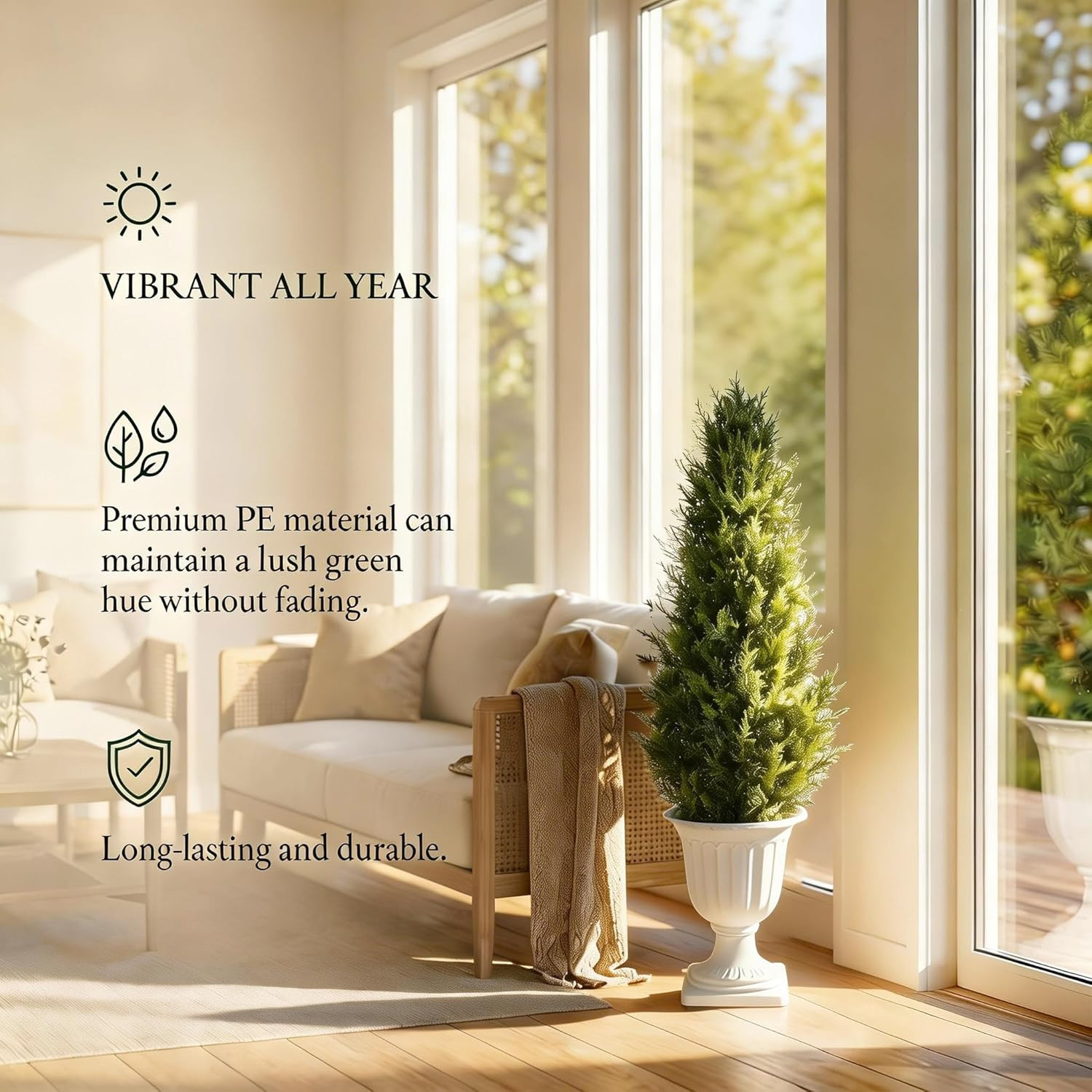 Set of 2 Realistic 4.5FT Artificial Cedar Trees for Indoor/Outdoor Decor