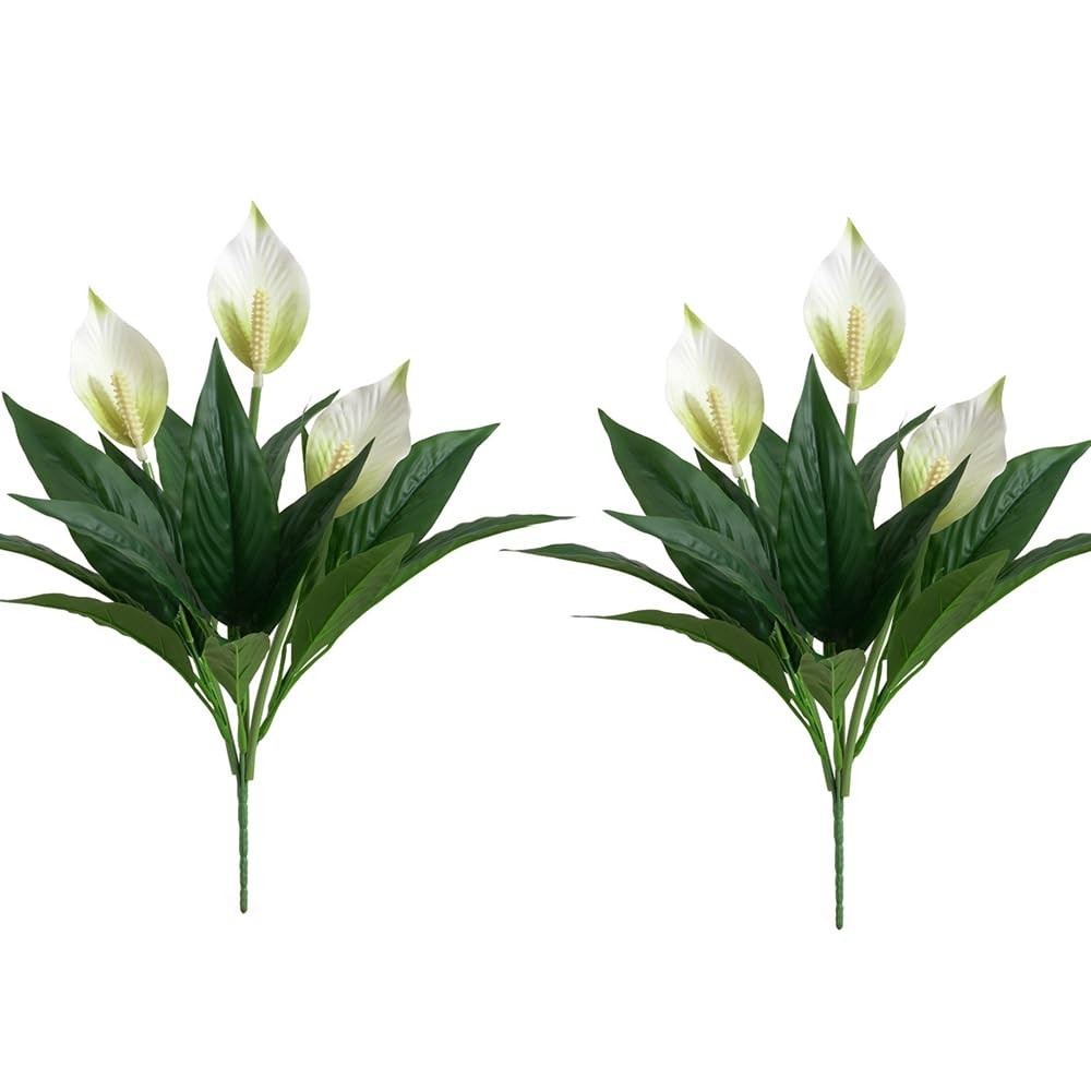2 Packs Artificial Spathiphyllum Silk Plants 18.5″ Faux Peace Lily Anthurium …