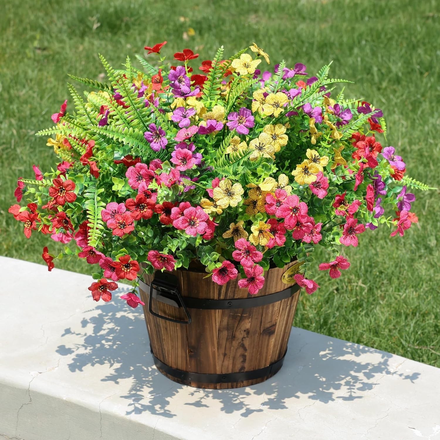 Realistic Mixed Flower & Fern Outdoor Plants – 14 Bundles for Porch & Garden