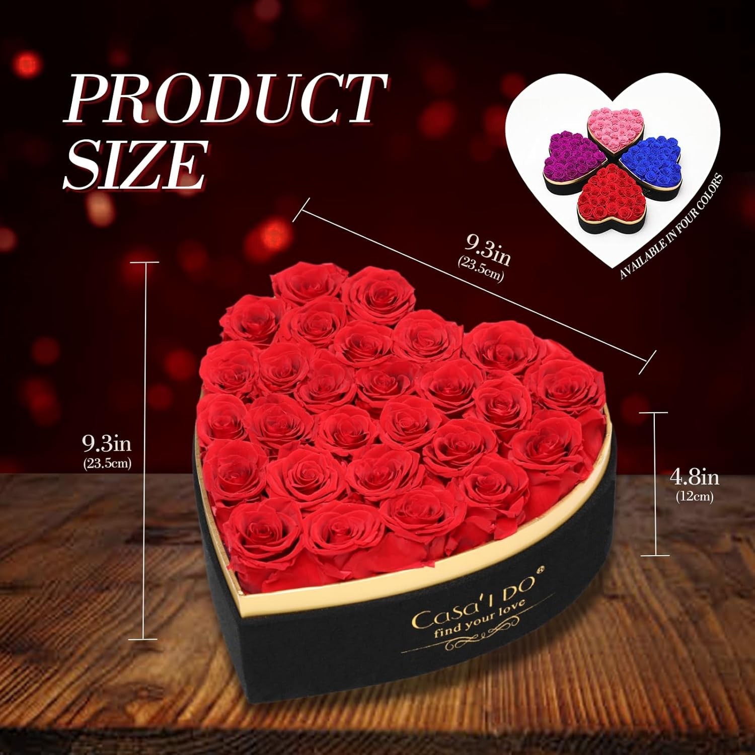 Preserved Roses Flowers for Delivery 27 Pcs,Forever Flores in Heart Box..