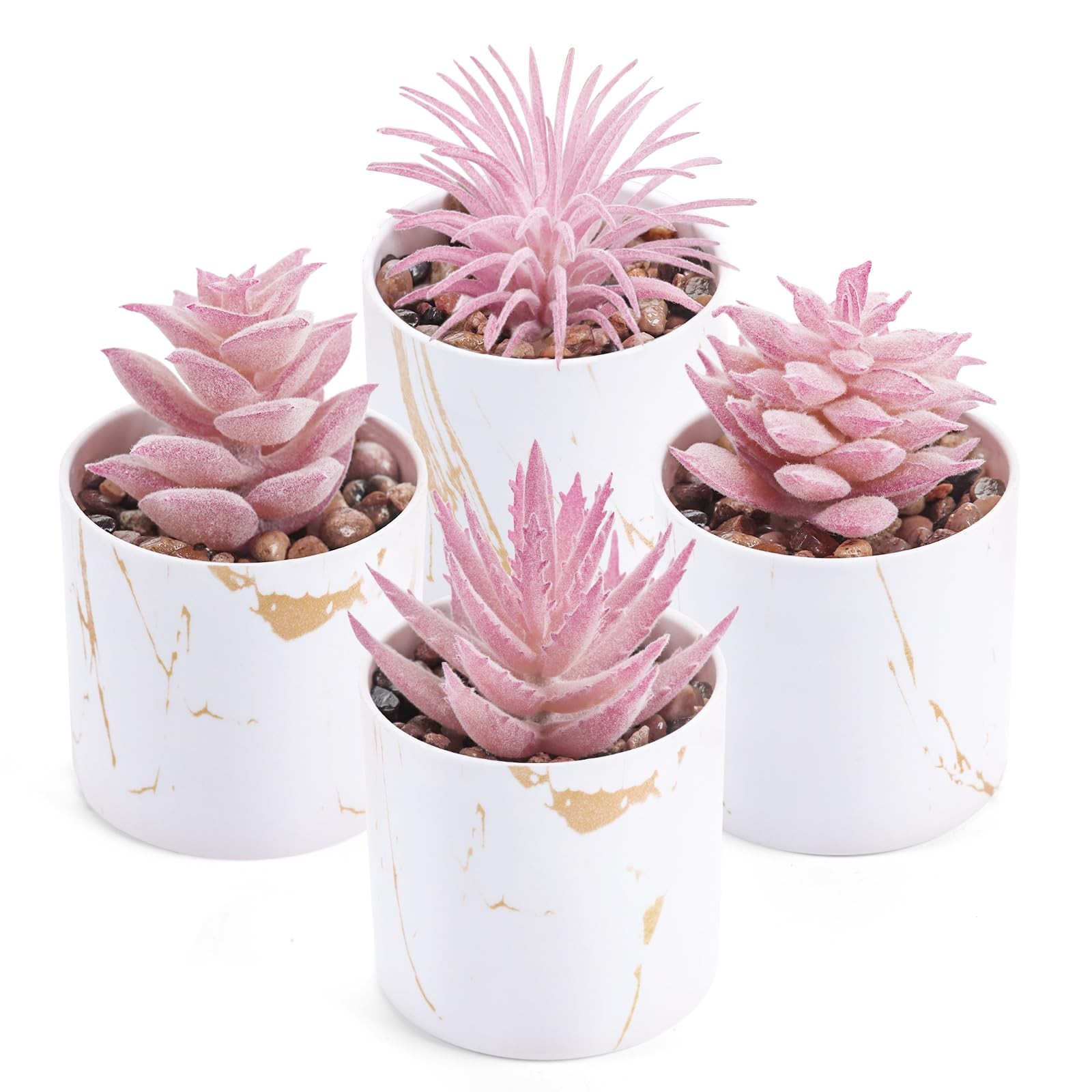 Der Rose 4 Pack Fake Plants for Pink Decor Office Accessories for Women | Pink r
